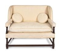 A William & Mary Style Upholstered Walnut Settee — 20TH CENTURY