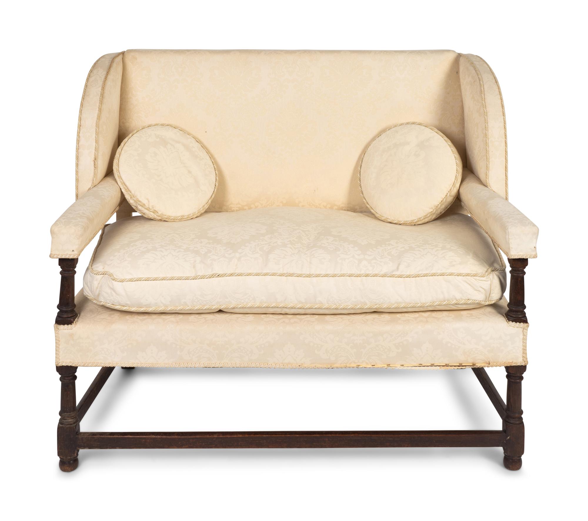 A William & Mary Style Upholstered Walnut Settee — 20TH CENTURY