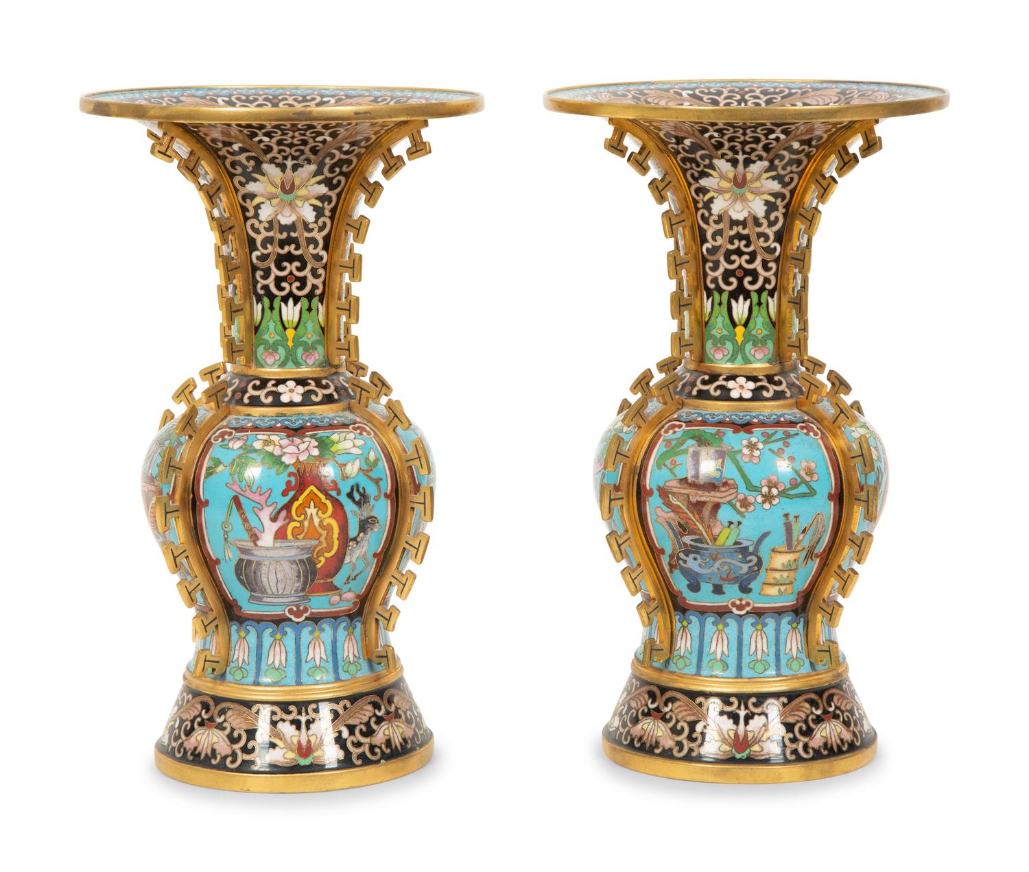 A Pair of Chinese Cloisonné Vases