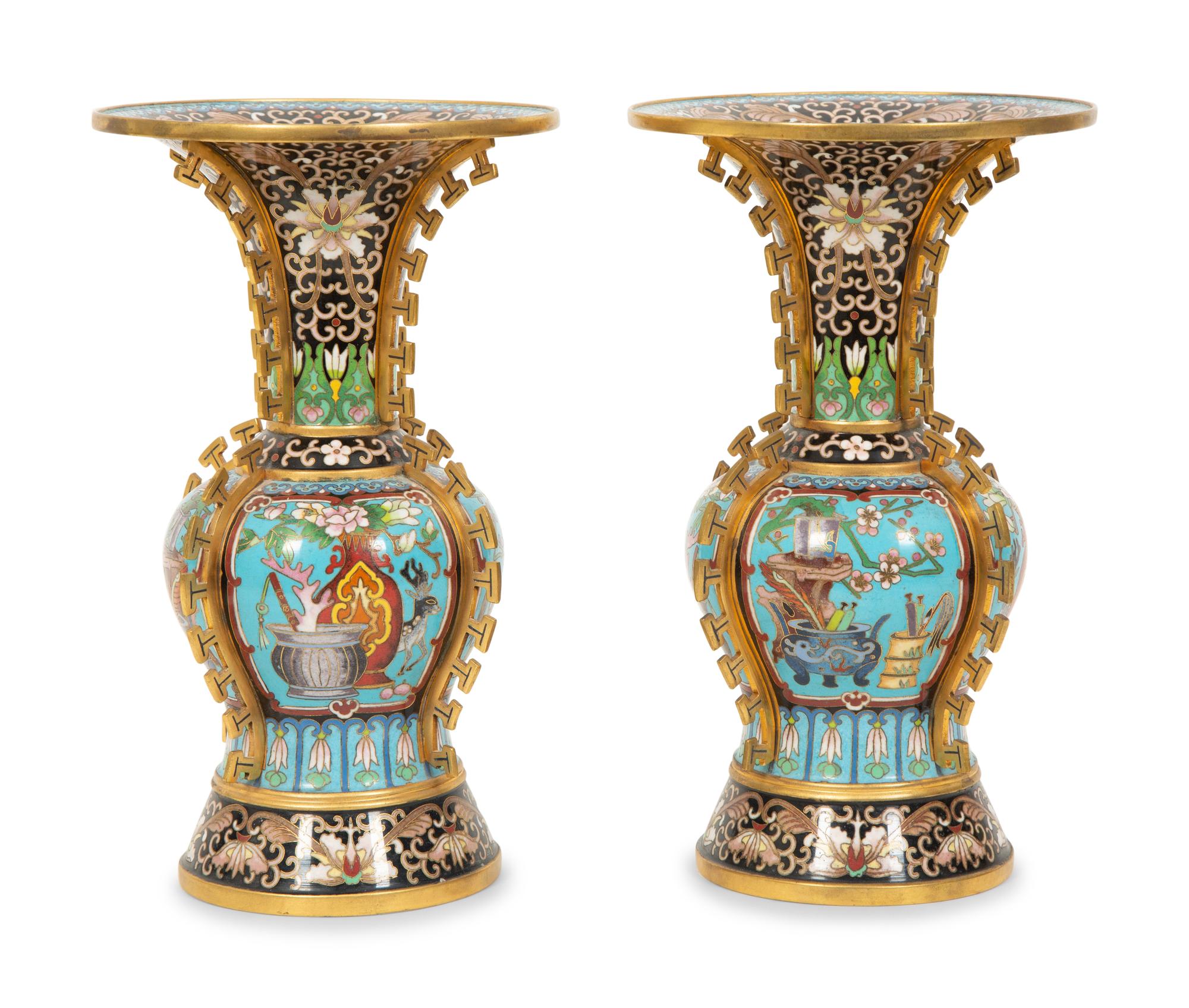 A Pair of Chinese Cloisonné Vases