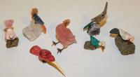 A Group of Seven Carved Stone Birds. Height of tallest overall 5 1/4 inches.