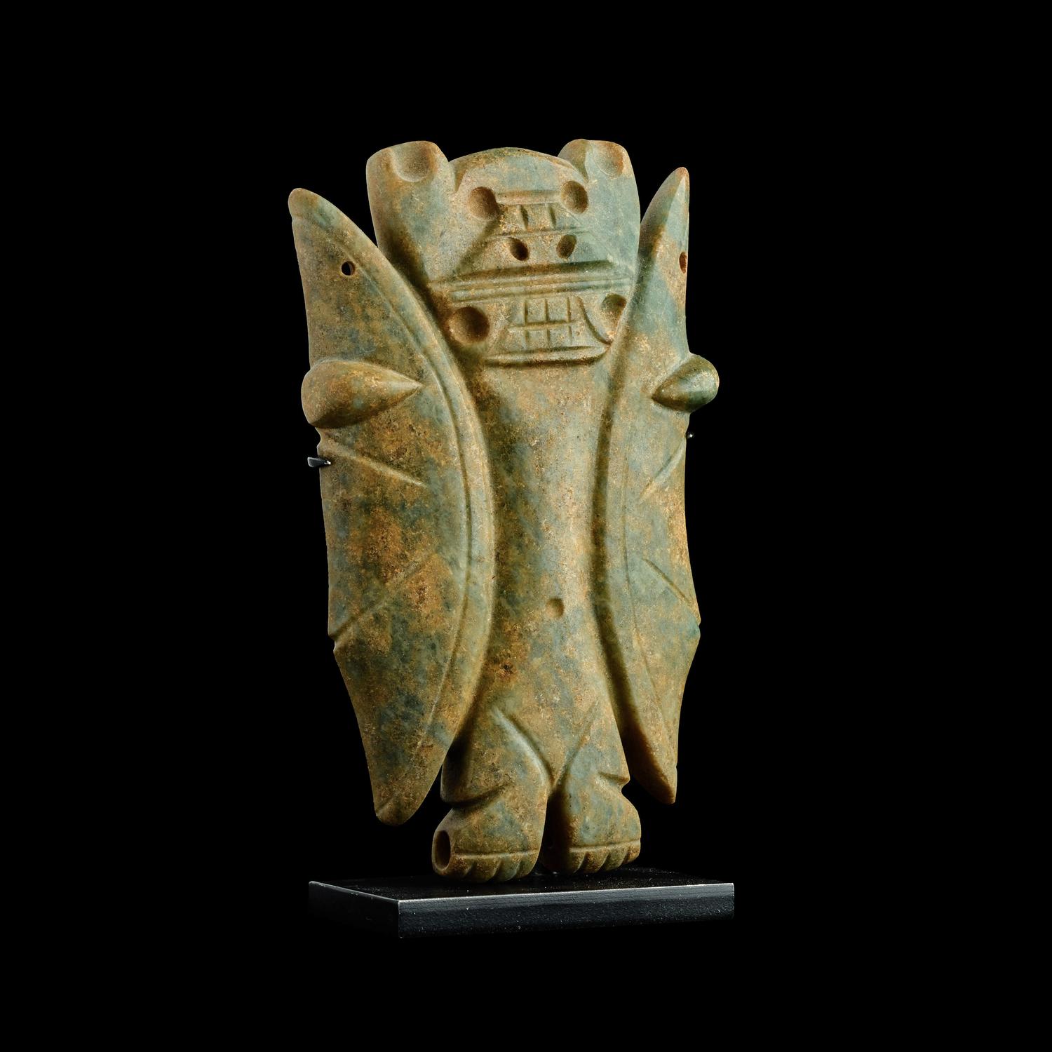A Costa Rican Jade Bat Figure