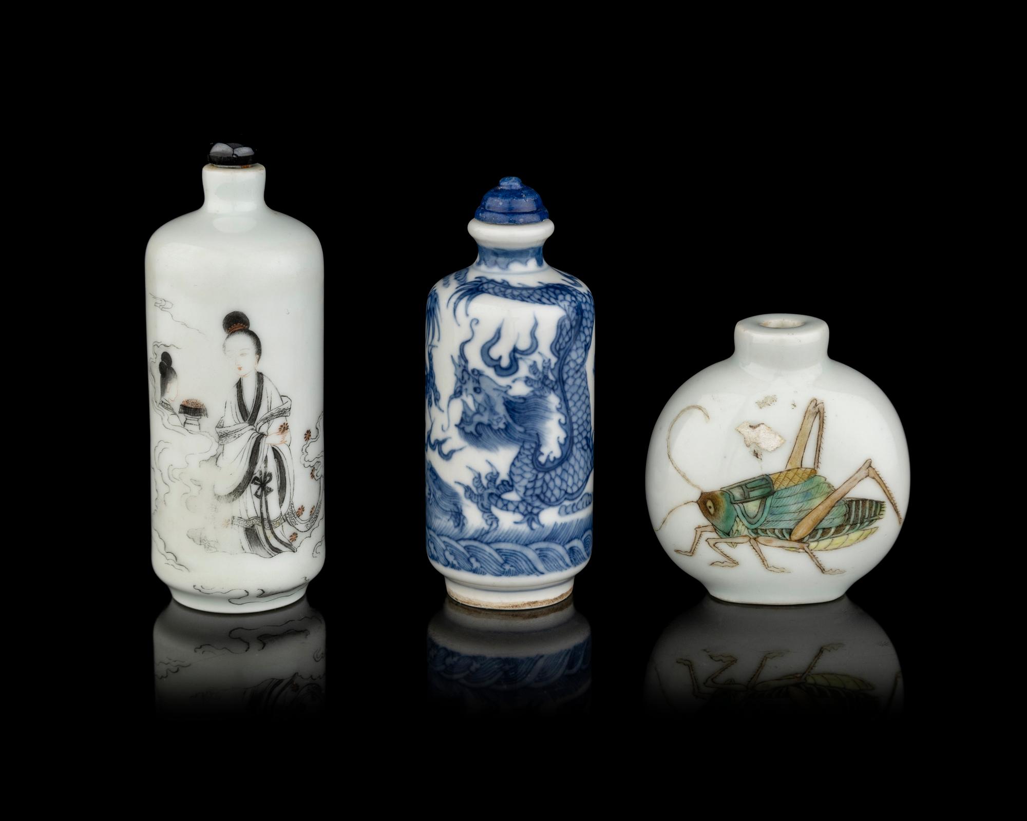 Three Chinese Porcelain Snuff Bottles