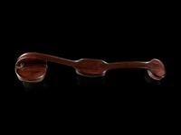A Pale Celadon Inset Hardwood Ruyi Scepter
