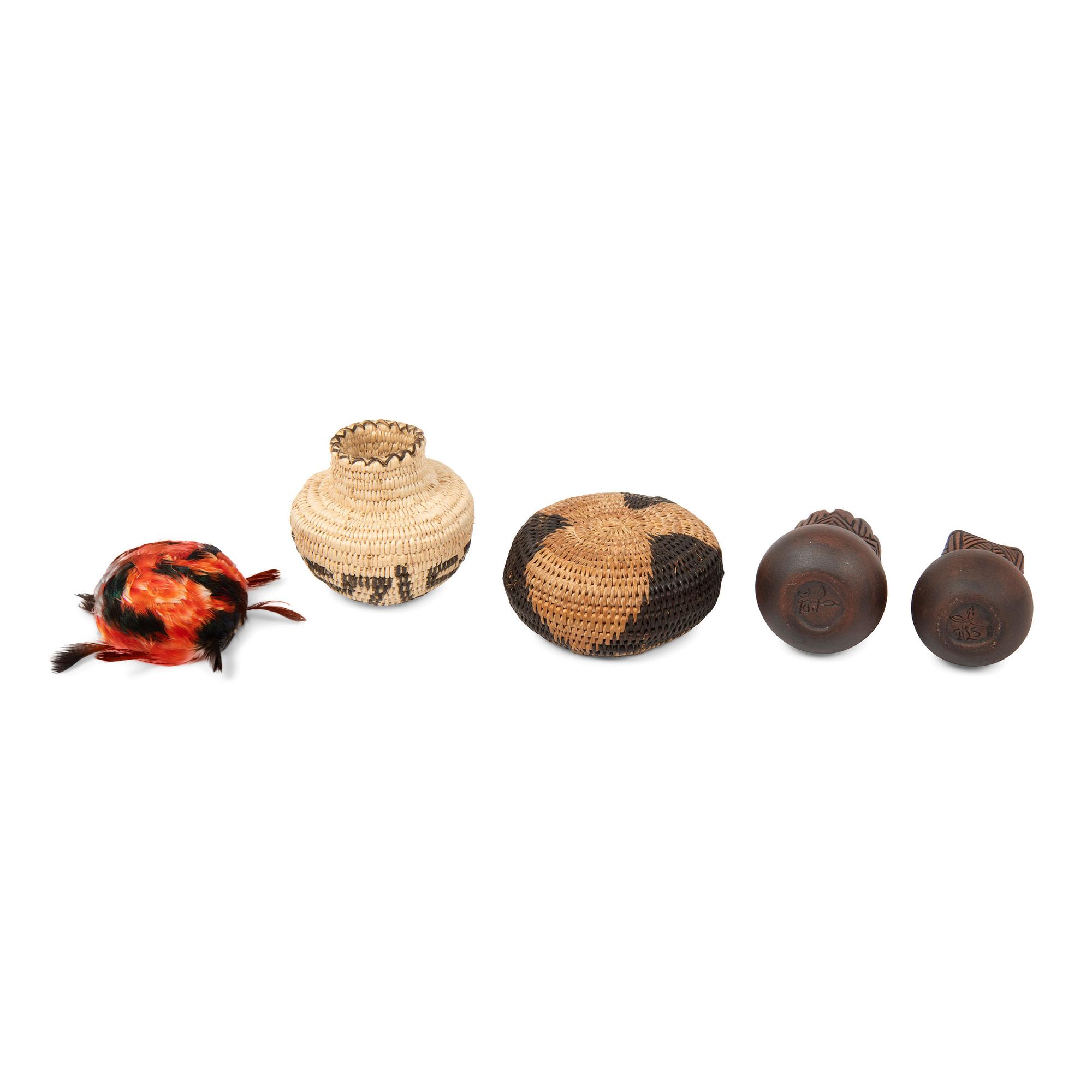 A Collection of Pomo, Tohono-O'odham, and Navajo Miniature Baskets