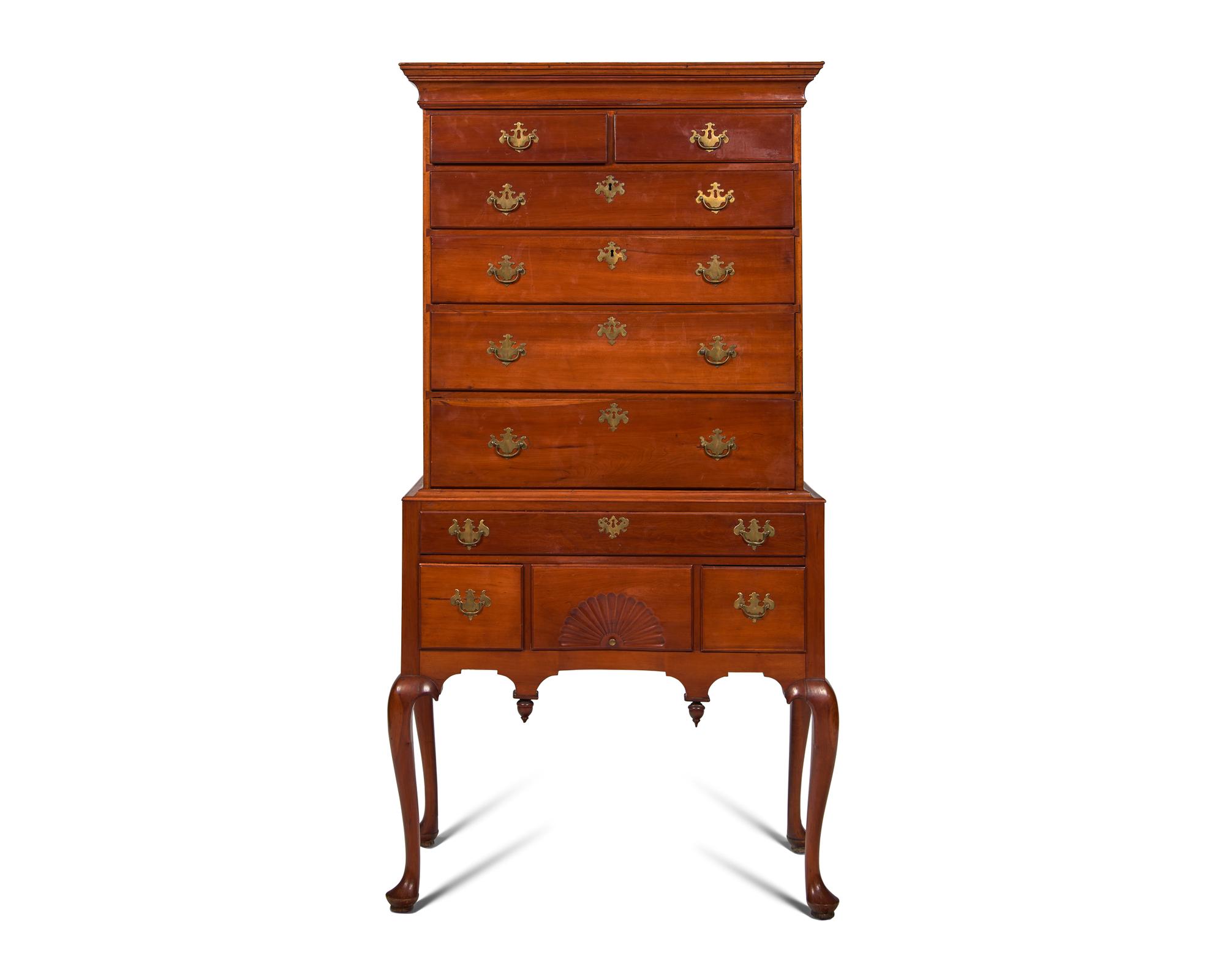 A Queen Anne Maple High Chest of Drawers