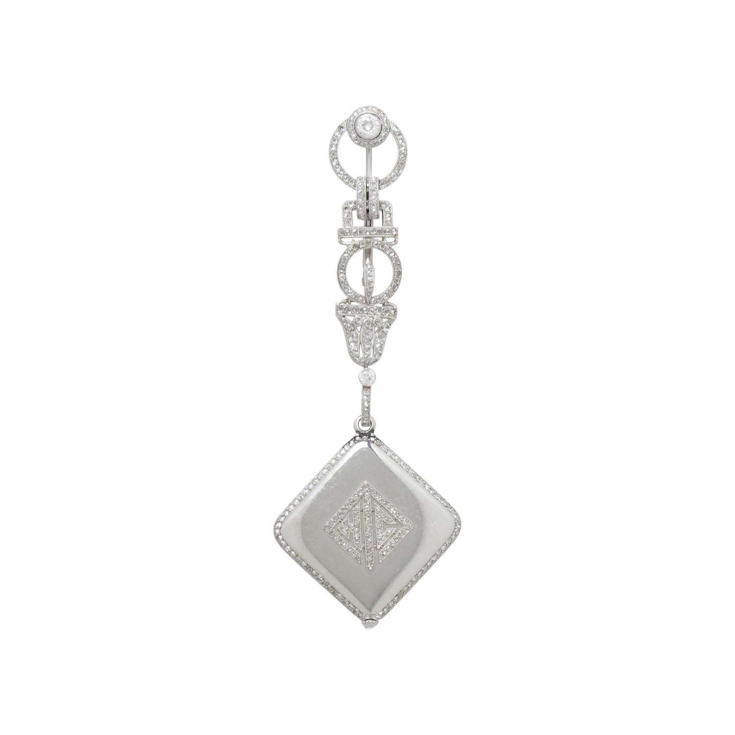 CARTIER, ART DECO, DIAMOND LAPEL WATCH