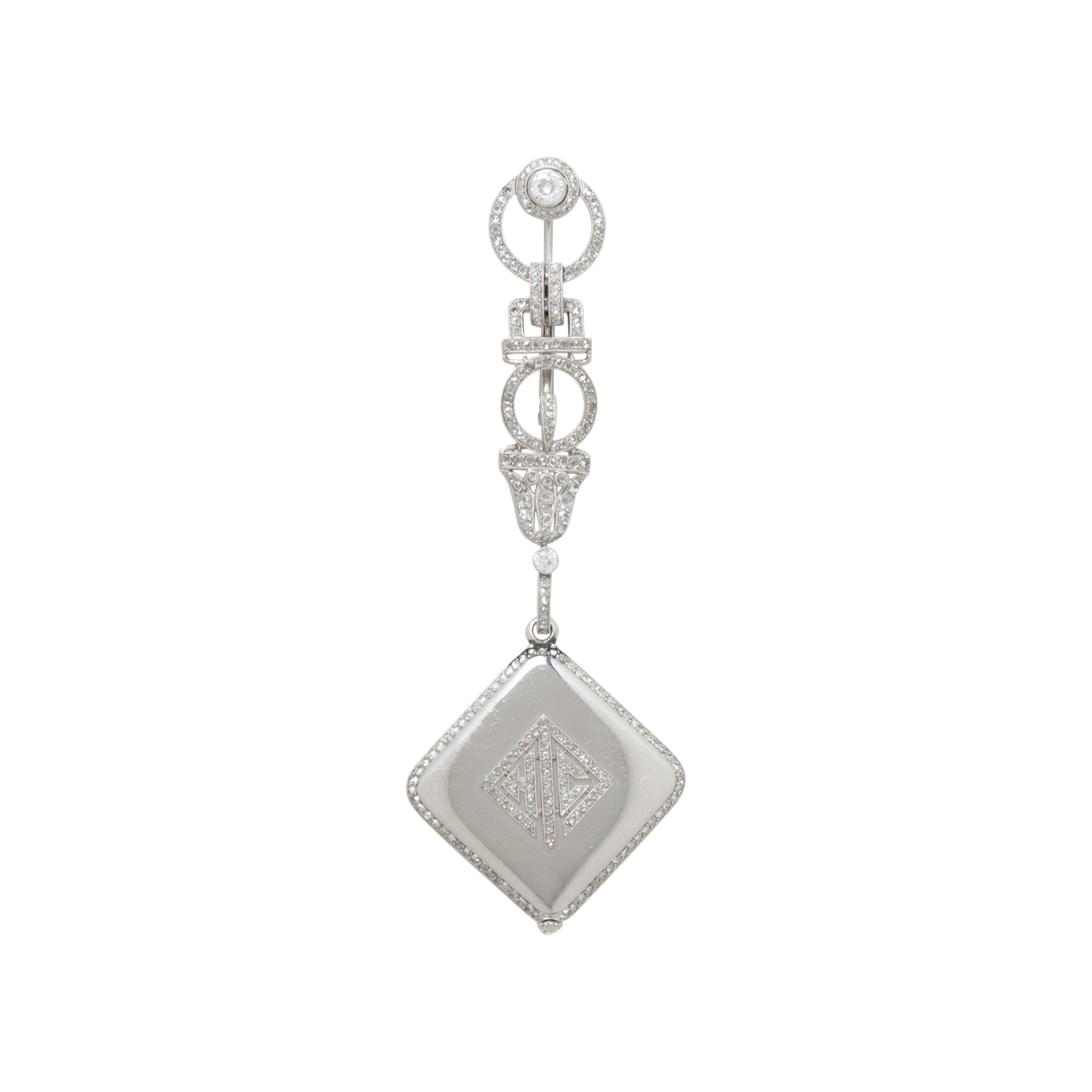 CARTIER, ART DECO, DIAMOND LAPEL WATCH