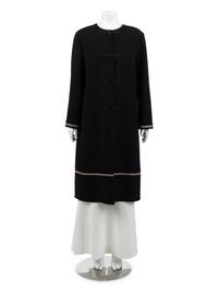 Ralph Rucci Wool Crepe Coat with Knotted Fabric Trim