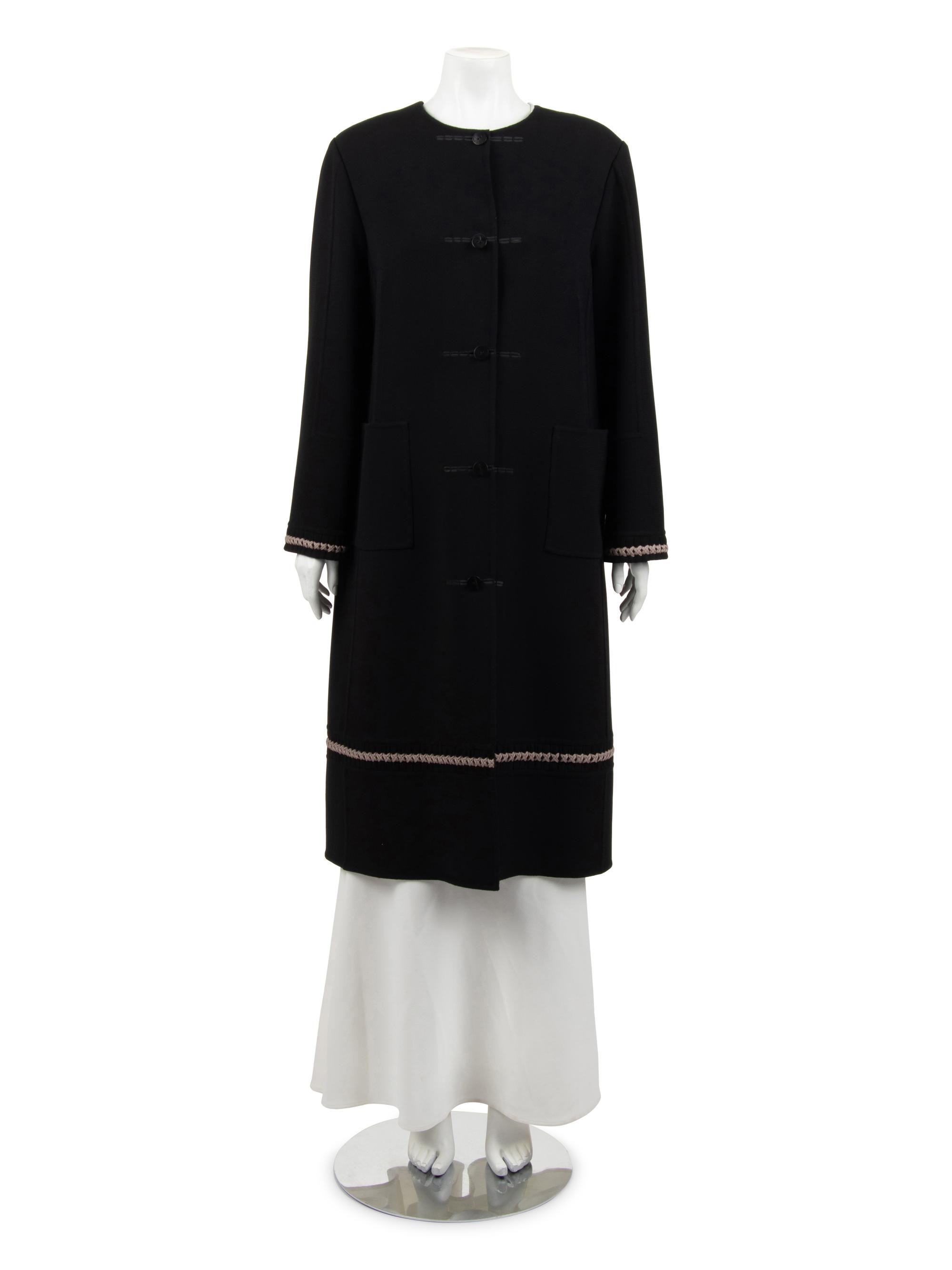 Ralph Rucci Wool Crepe Coat with Knotted Fabric Trim