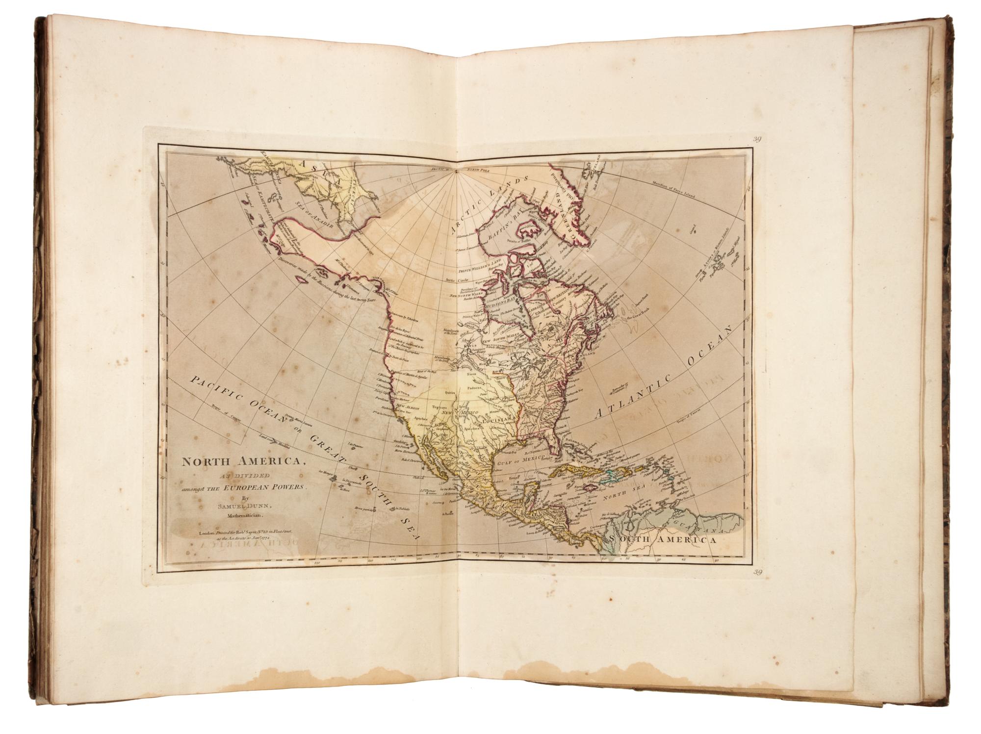DUNN, Samuel (d.1794). A New Atlas of the Mundane System; or of Geography and Cosmography. London: Robert Sayer, 1774.
