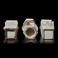 Three Chinese Qianjiang Porcelain Vases, 20th Century 民國 淺绛彩賞瓶三件