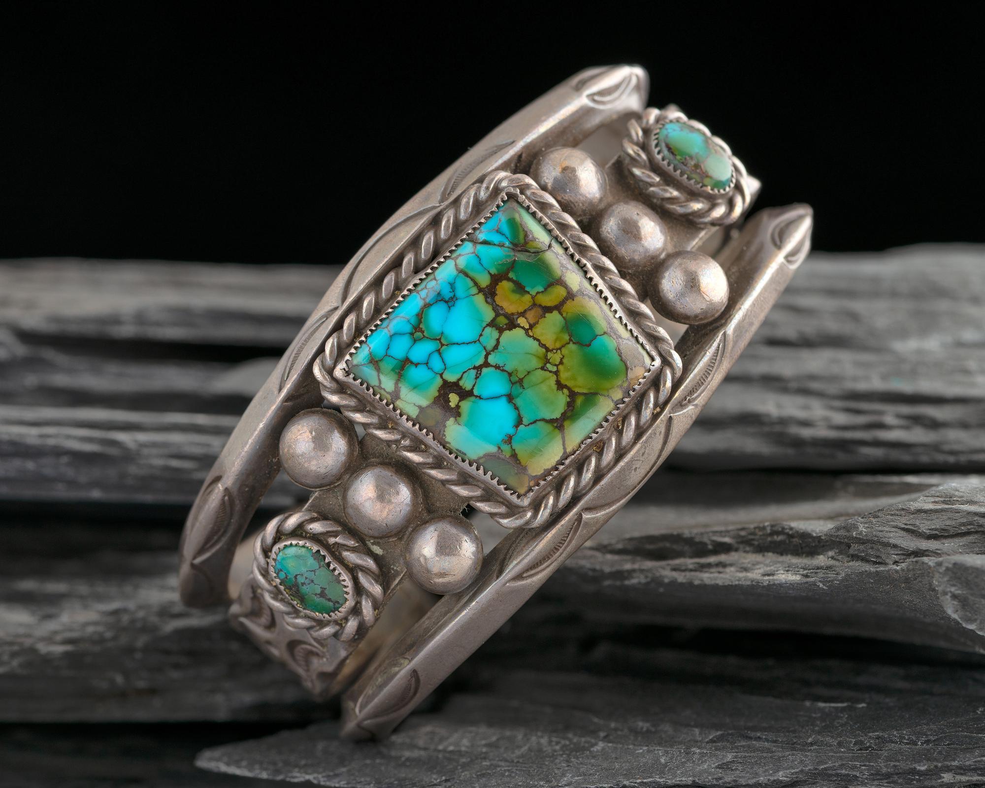 Navajo Silver and Turquoise Cuff Bracelet