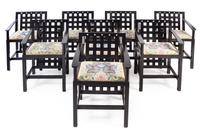 Charles Rennie Mackintosh (Scottish, 1868-1928), Cassina, c. 1975, a set of eight dining chairs, model number 324 D.S.3