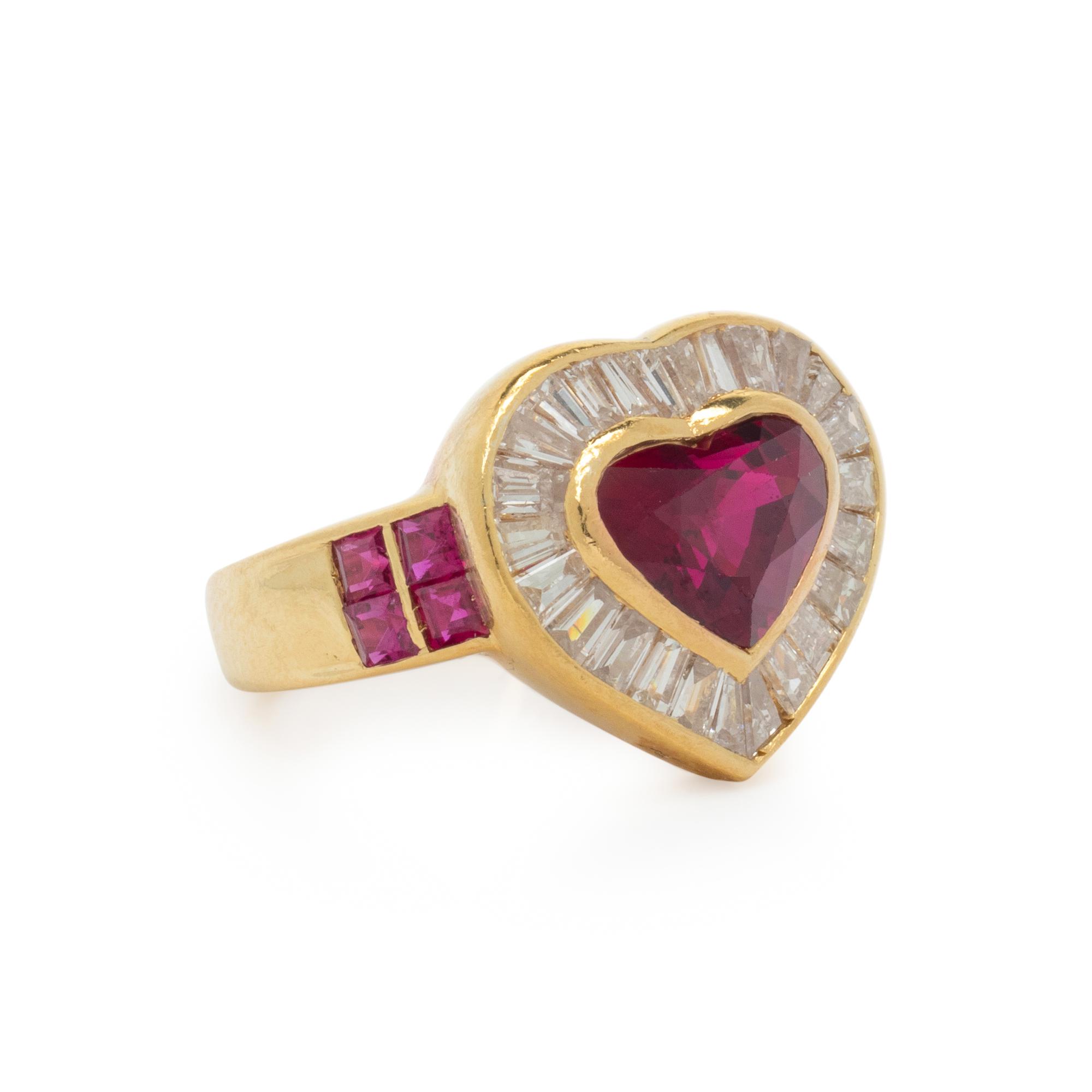 YELLOW GOLD, RUBY, AND DIAMOND RING