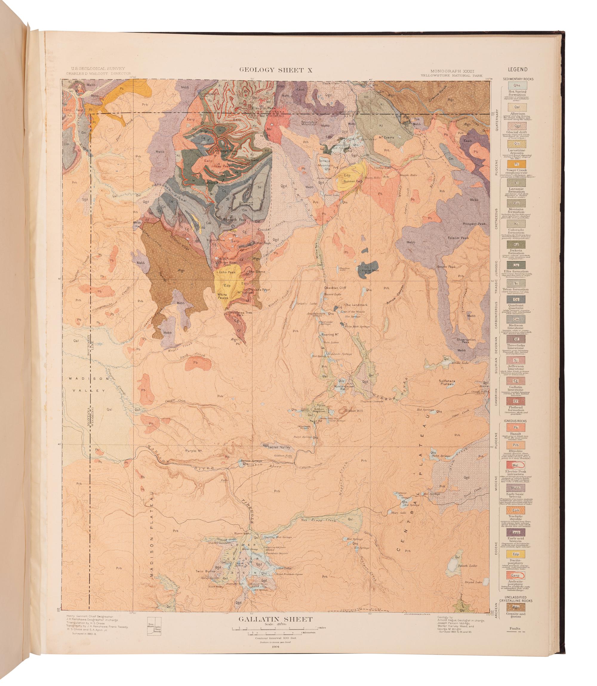 Atlas to Accompany Monograph XXXII on the Geology of the Yellowstone National Park.