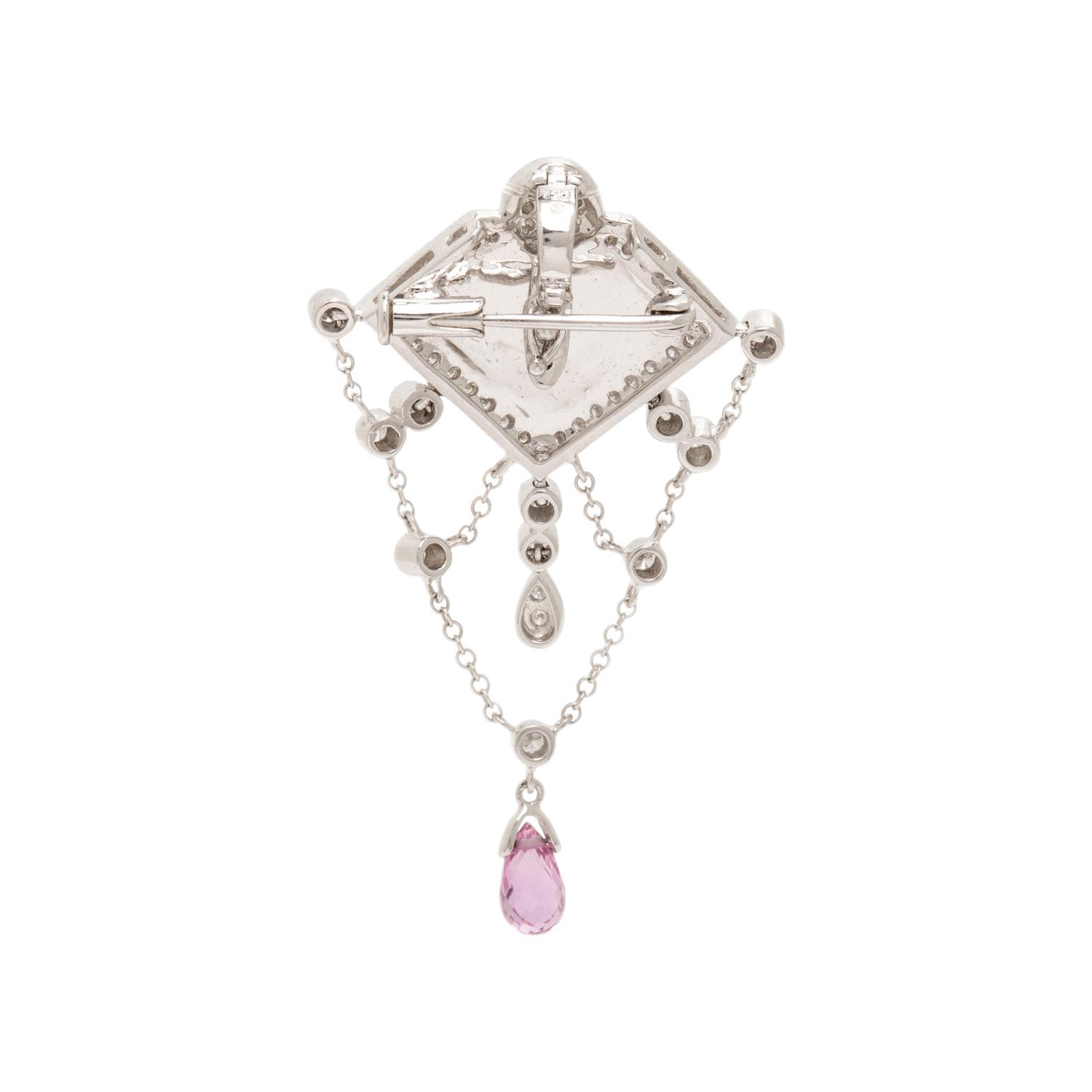 Diamond and White Gold Pendant Brooch and Ring