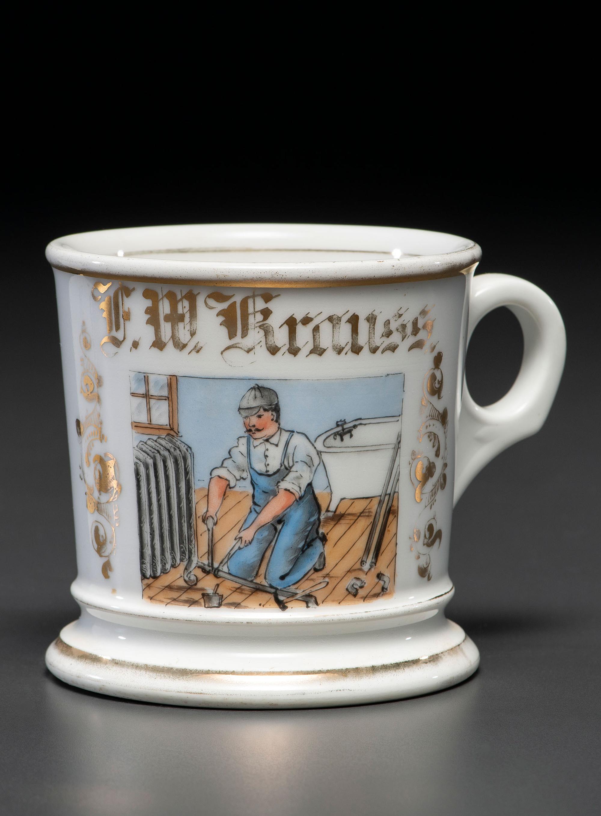 A Plumber's Porcelain Occupational Shaving Mug