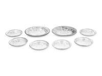 A Pair of Georg Jensen Silver Wine Coasters and Six Stem Coasters