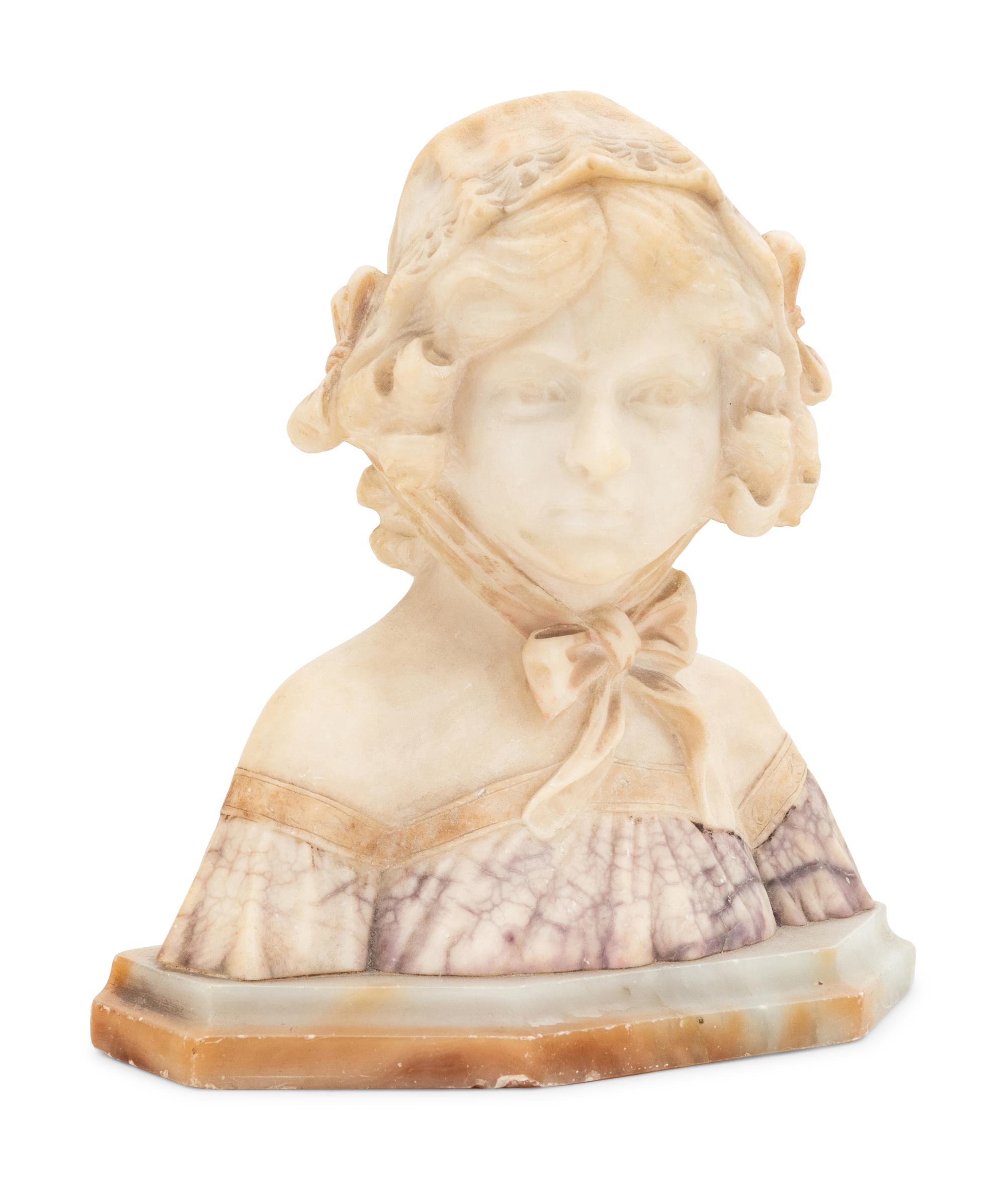 An Italian Alabaster Bust of a Girl