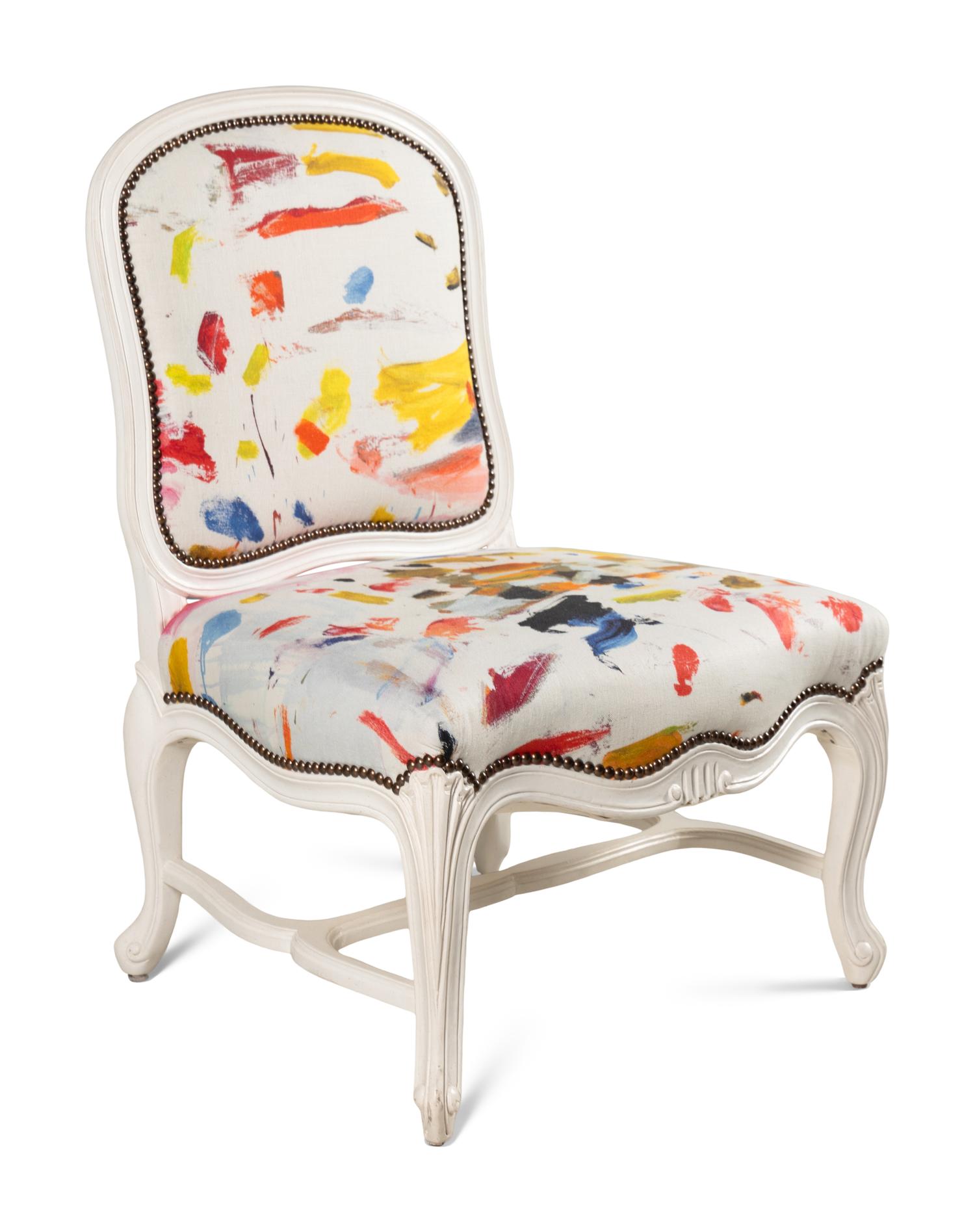 A Louis XV Style Side Chair with Pierre Frey Upholstery