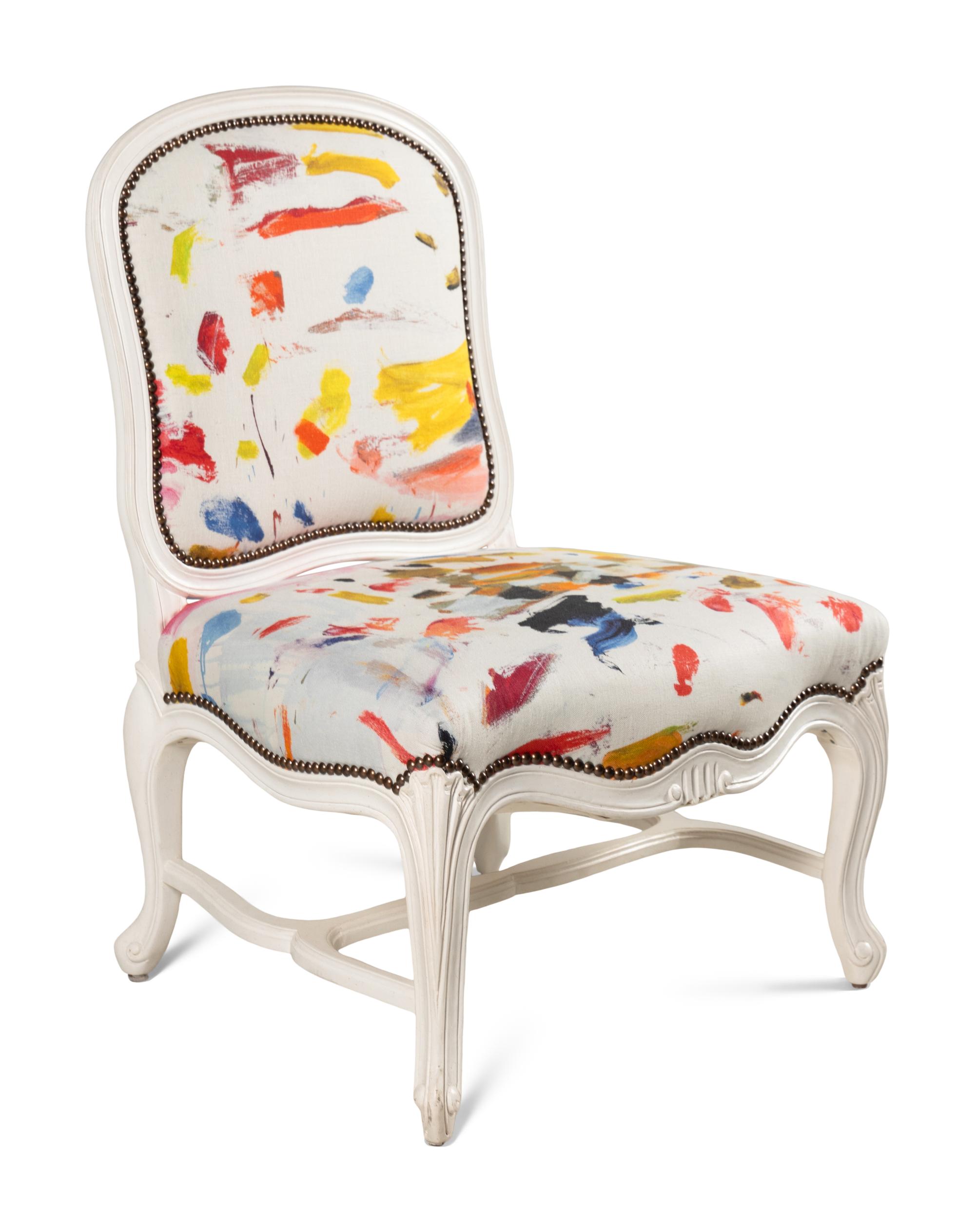 A Louis XV Style Side Chair with Pierre Frey Upholstery