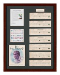 A 1977 Memorial Tournament Scorecard Display Featuring Tournament Used Scorecards Dual Signed by Jack Nicklaus and Tom Watson