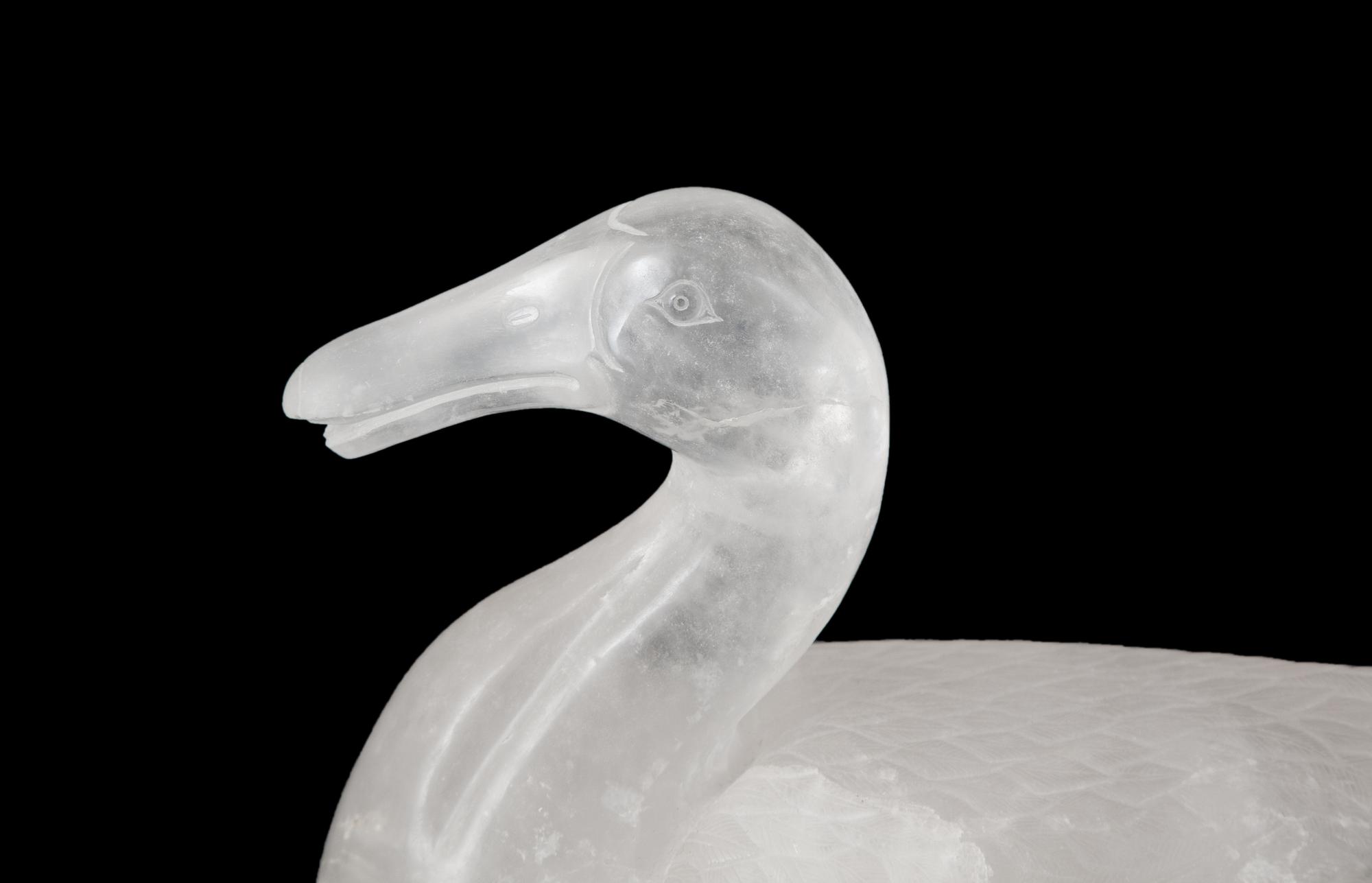 A Pair of Chinese Carved Rock Crystal Ducks