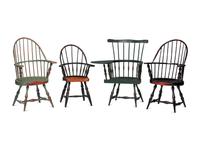 Seven Painted Windsor Doll's Chairs