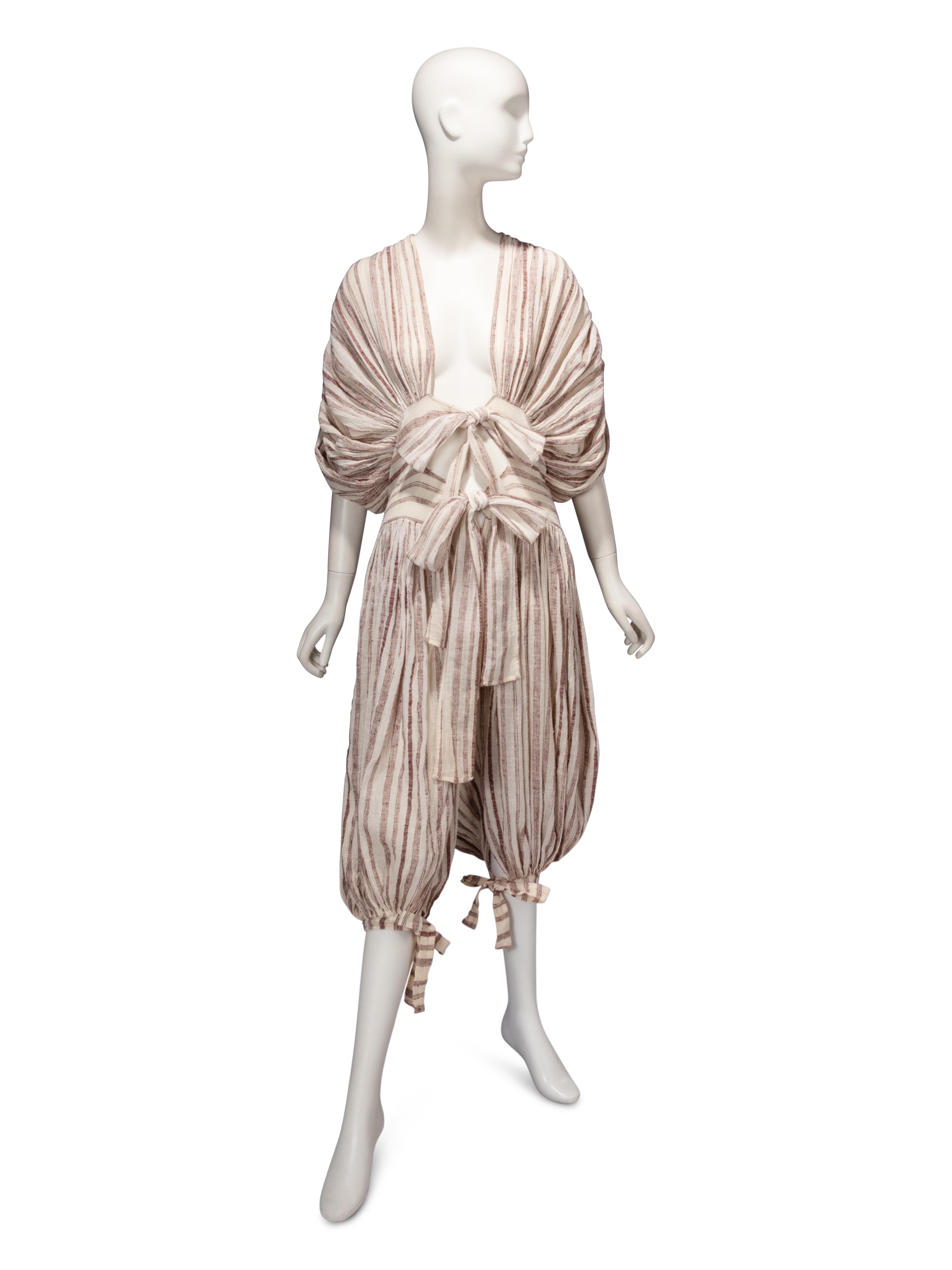 Norma Kamali, Striped Linen Jumpsuit, 1970s
