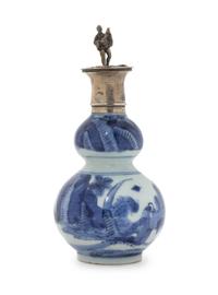 A Blue and White Porcelain Gourd-Form Vase Height 6 1/2 inches. — EARLY QING DYNASTY