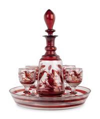 A Continental Colored Glass Liquor Service