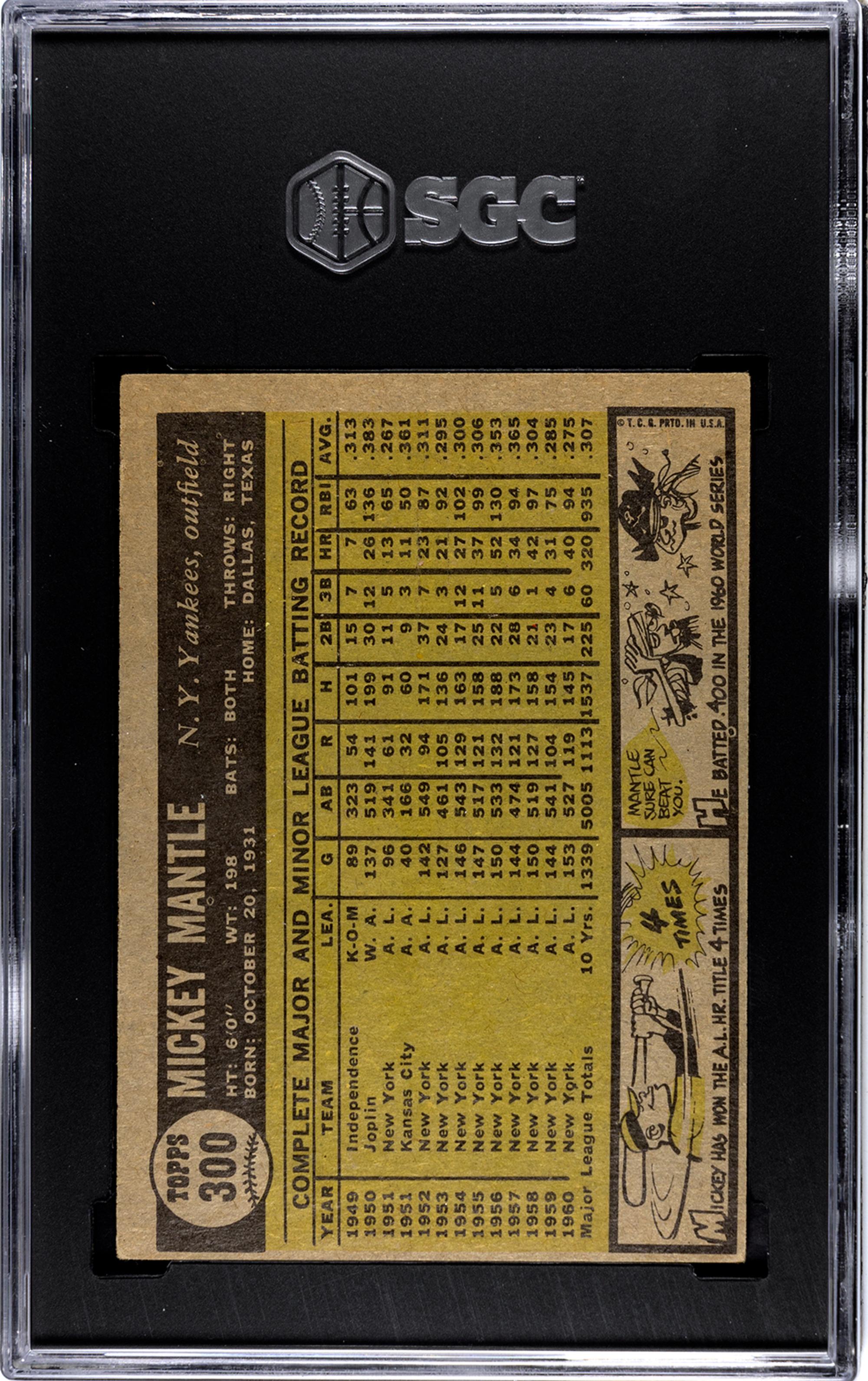 A Complete Set Of 1961 Topps Baseball Cards (587/587) including SGC Graded Mickey Mantle Cards
