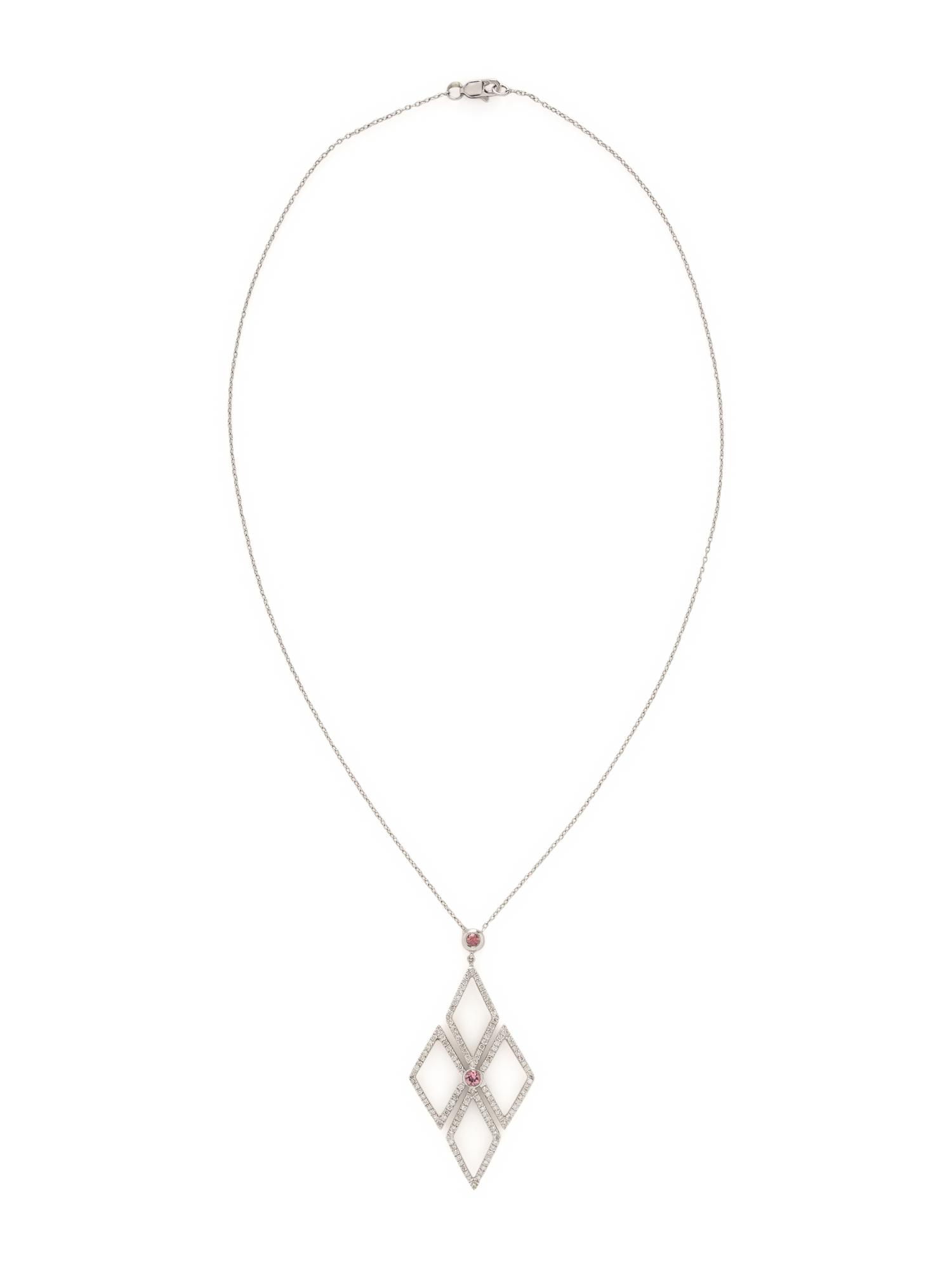 DIAMOND AND PINK TOURMALINE PENDANT NECKLACE