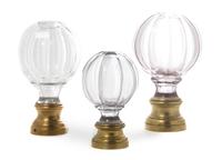 Three American Glass and Brass Finials Height of tallest 7 1/2 inches.
