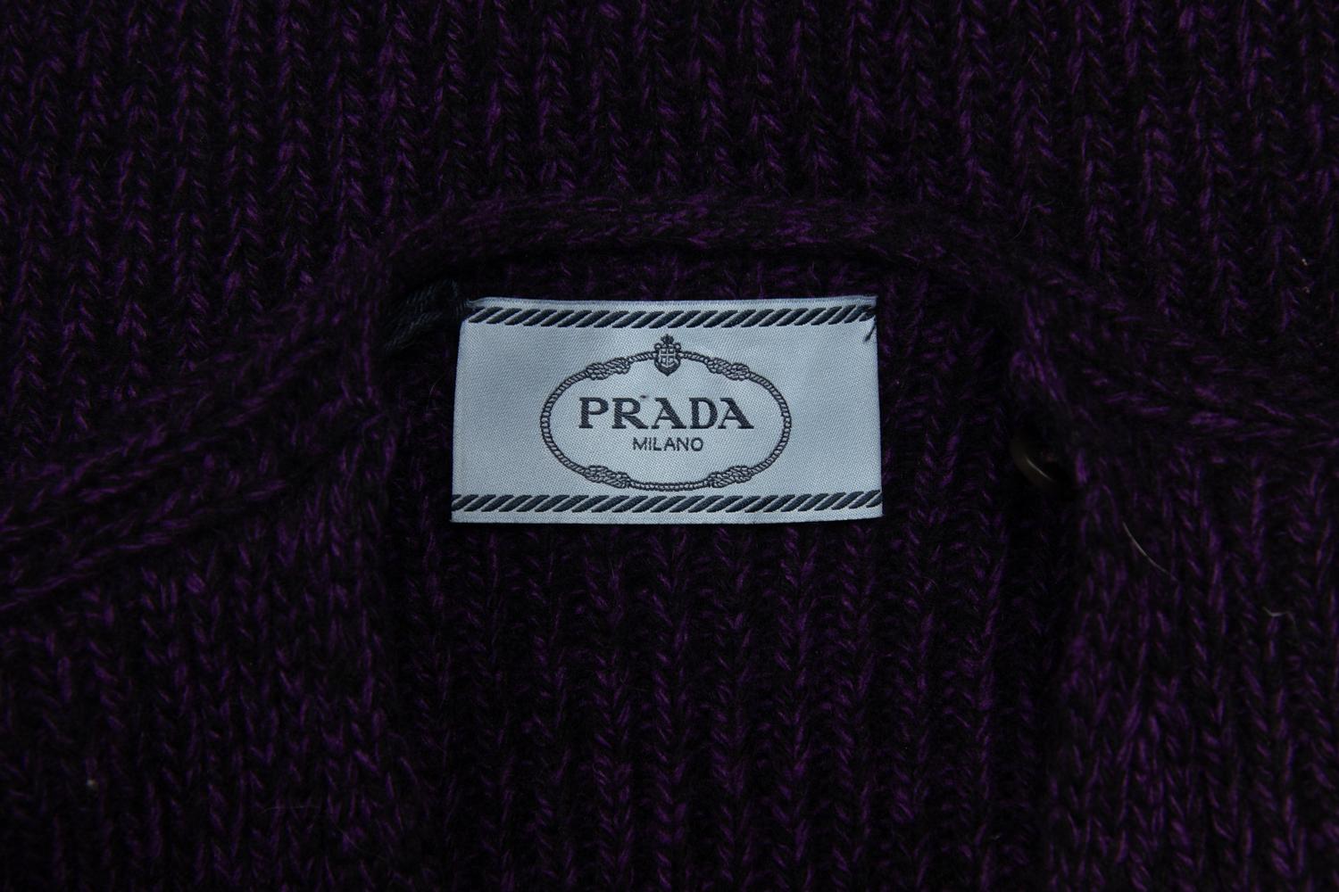 Prada Knit Cardigan Trimmed in Mongolian Lamb