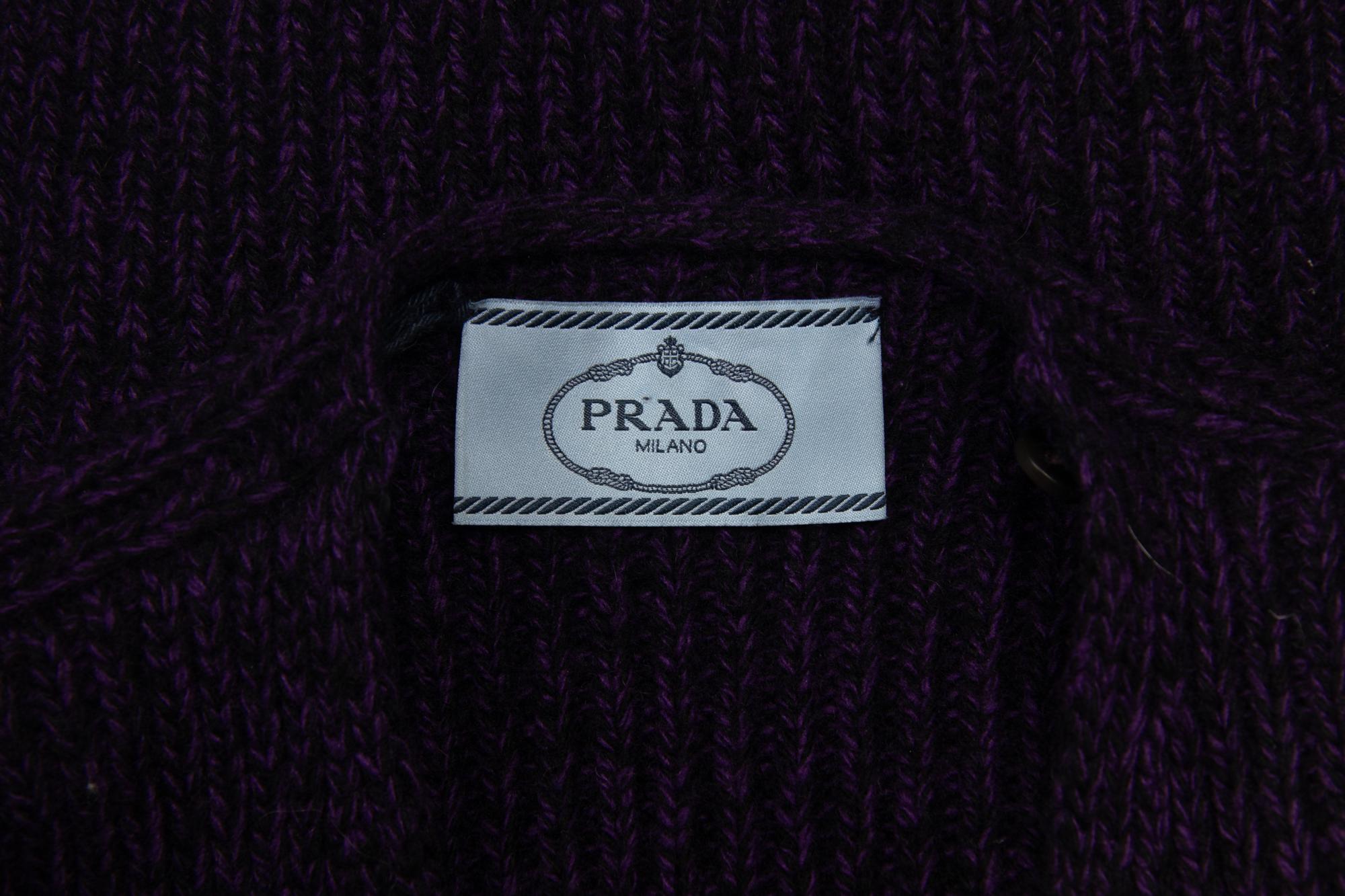 Prada Knit Cardigan Trimmed in Mongolian Lamb