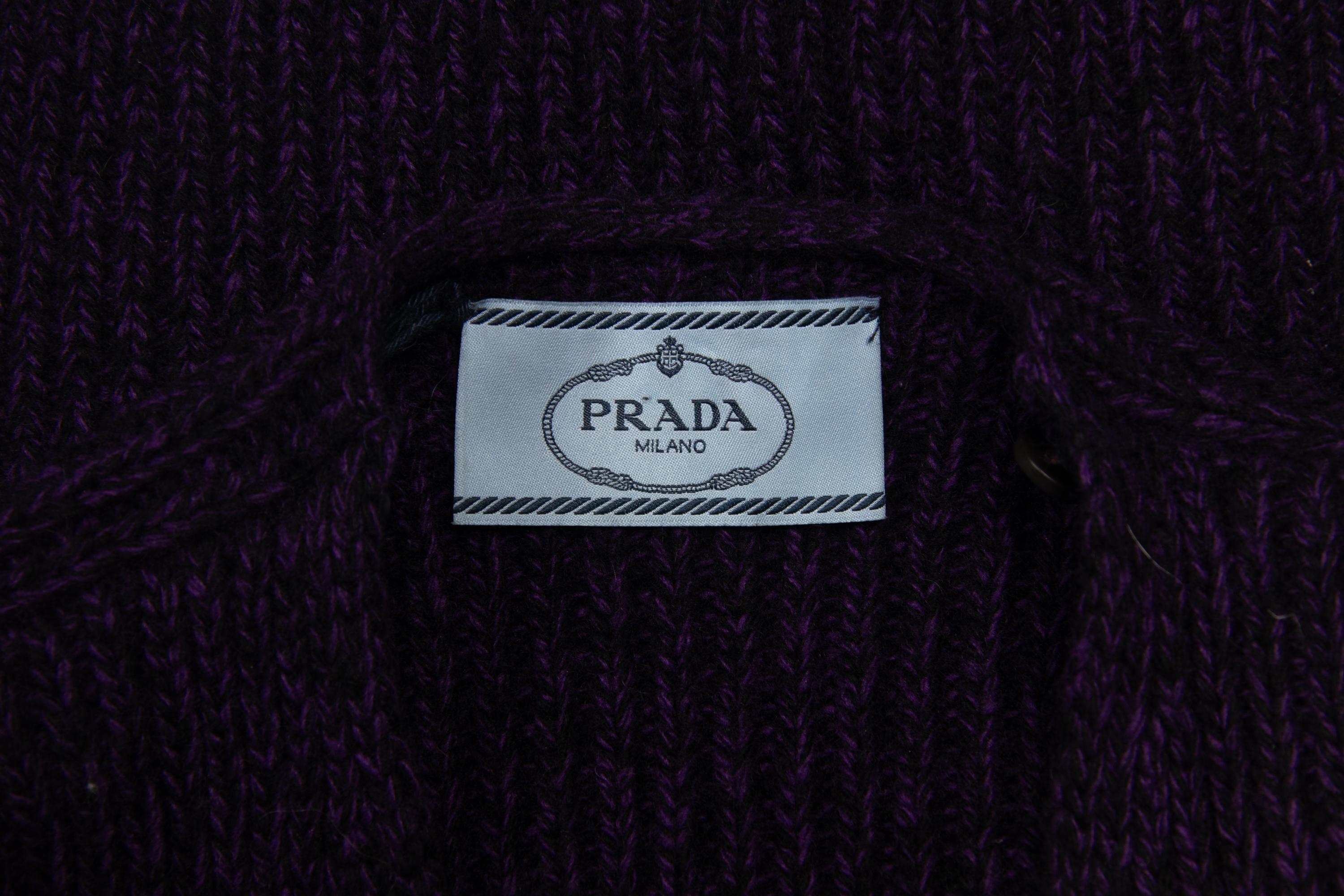 Prada Knit Cardigan Trimmed in Mongolian Lamb