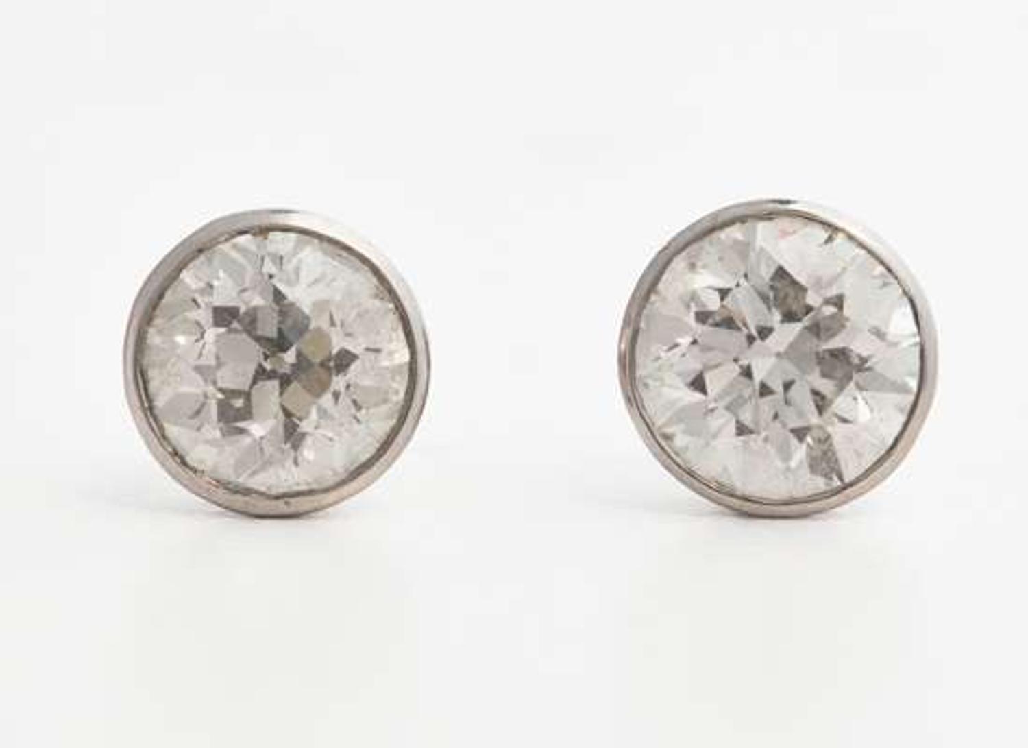 A Pair of Platinum and Diamond Stud Earrings