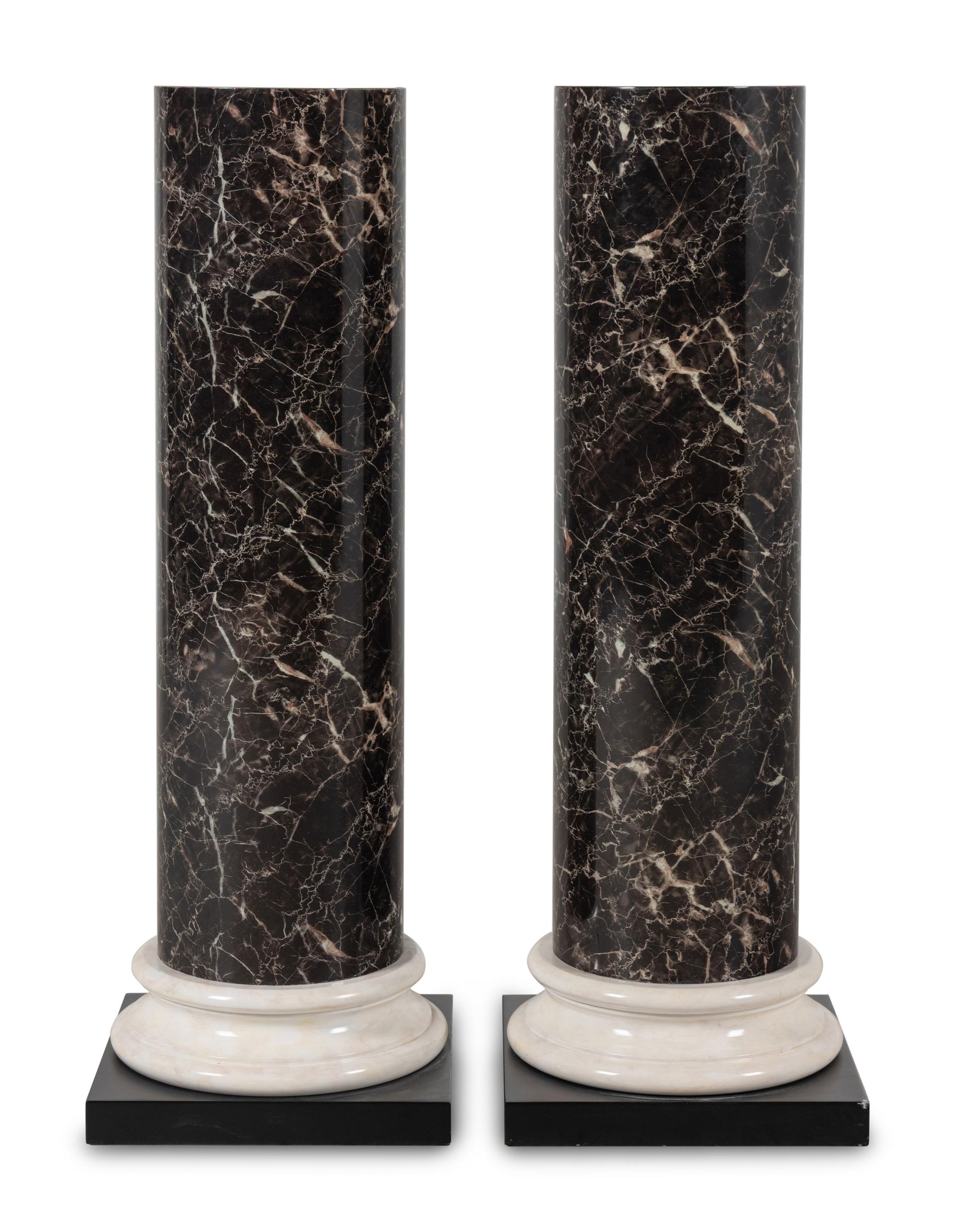A Pair of Faux Marble Pedestals