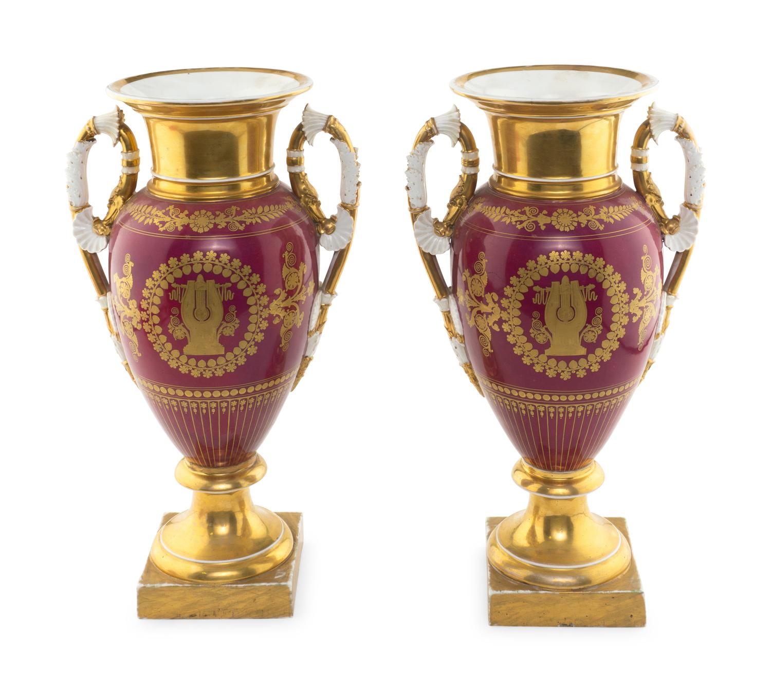 A Pair of Large Paris Porcelain Urns