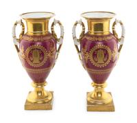 A Pair of Large Paris Porcelain Urns