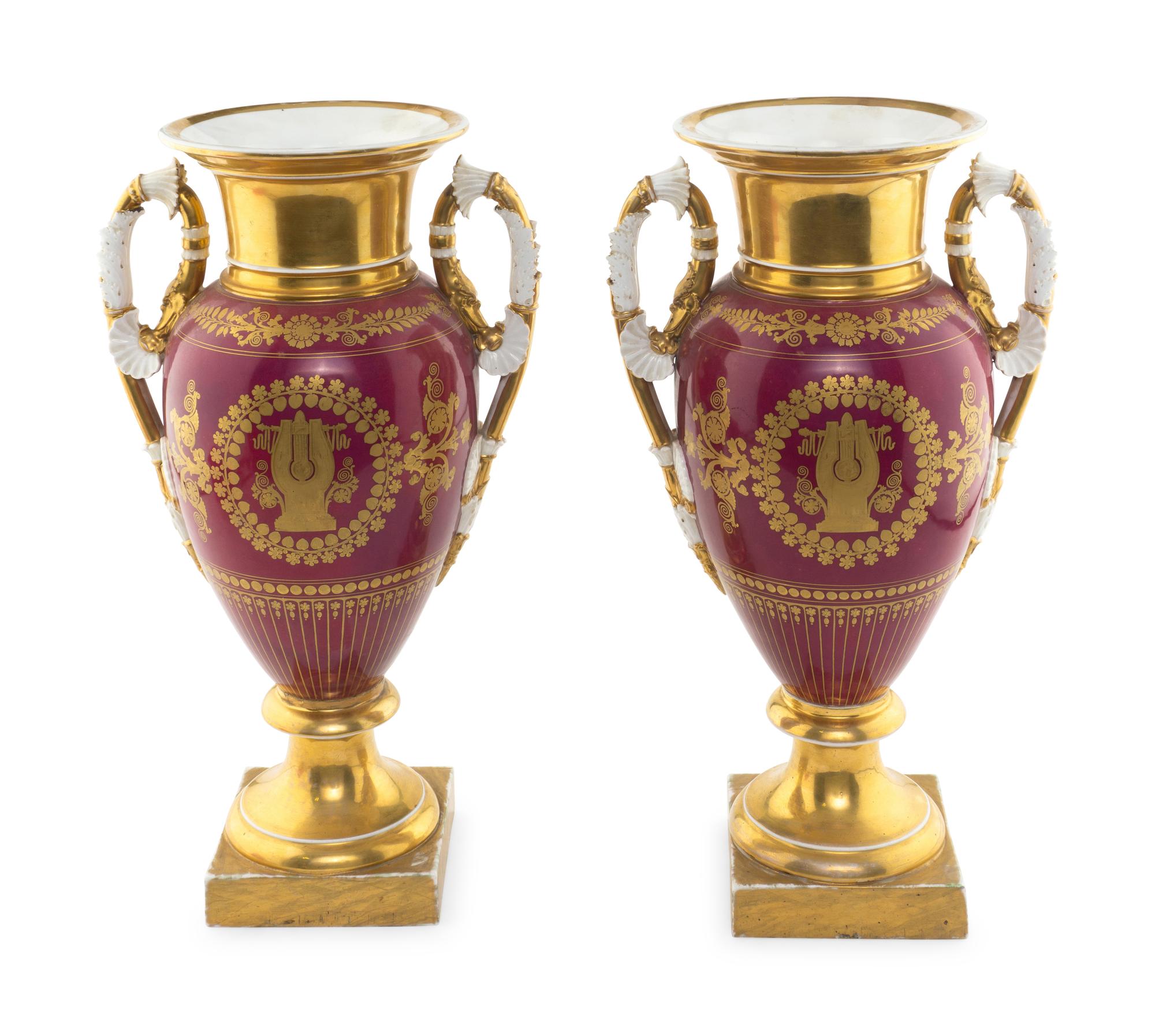 A Pair of Large Paris Porcelain Urns