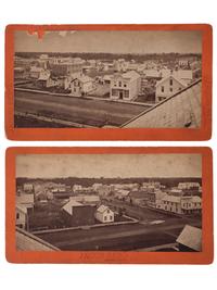 [DAKOTA]. BERG, Jacob, photographer. A group of 2 cabinet cards of Grand Forks, Dakota Territory. Ca 1880.