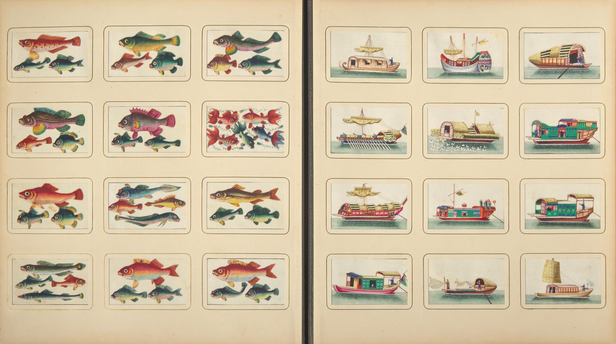 A Rare Album of 635 Chinese Export Miniature Pith Paintings, Second Half 19th Century 清晚期 外銷中國風情通草畫冊（通草畫共計635幅）