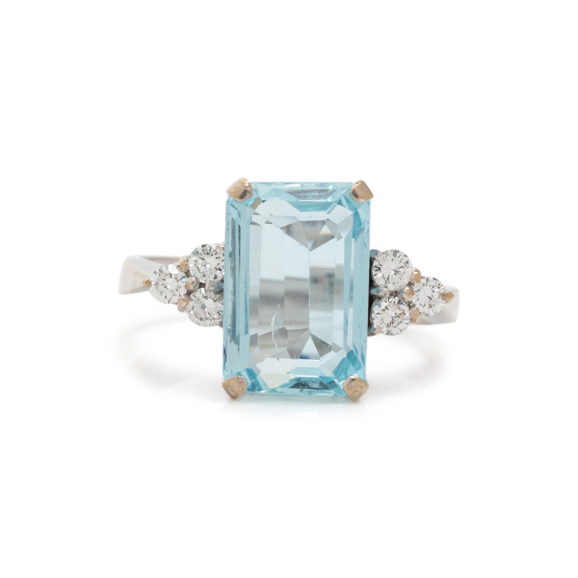 AQUAMARINE AND DIAMOND RING