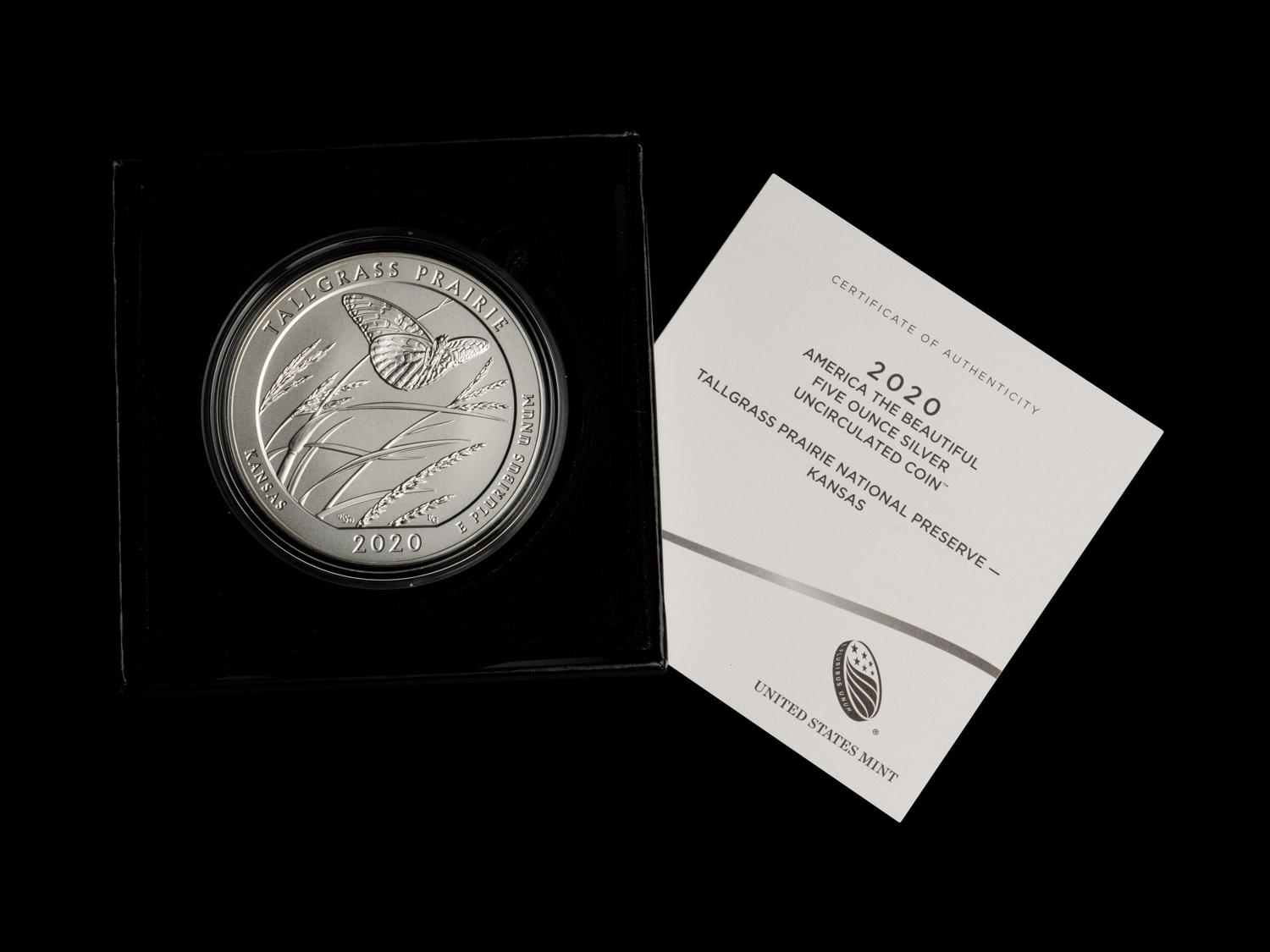 A Collection of Fifty-Six America the Beautiful 5 oz. Silver Rounds