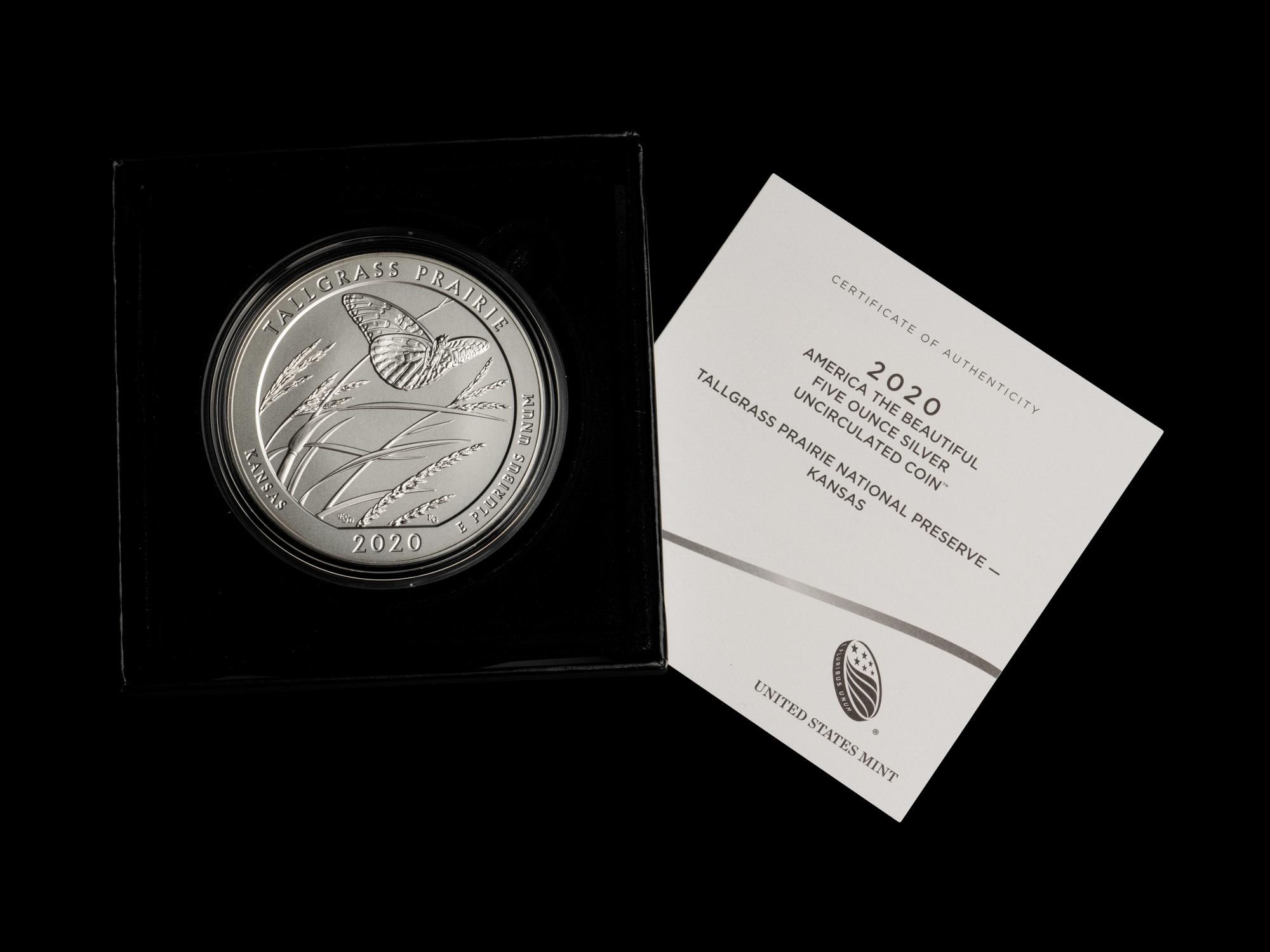A Collection of Fifty-Six America the Beautiful 5 oz. Silver Rounds