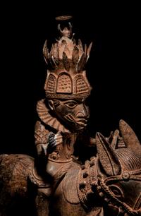 A Benin Style Bronze Equestrian