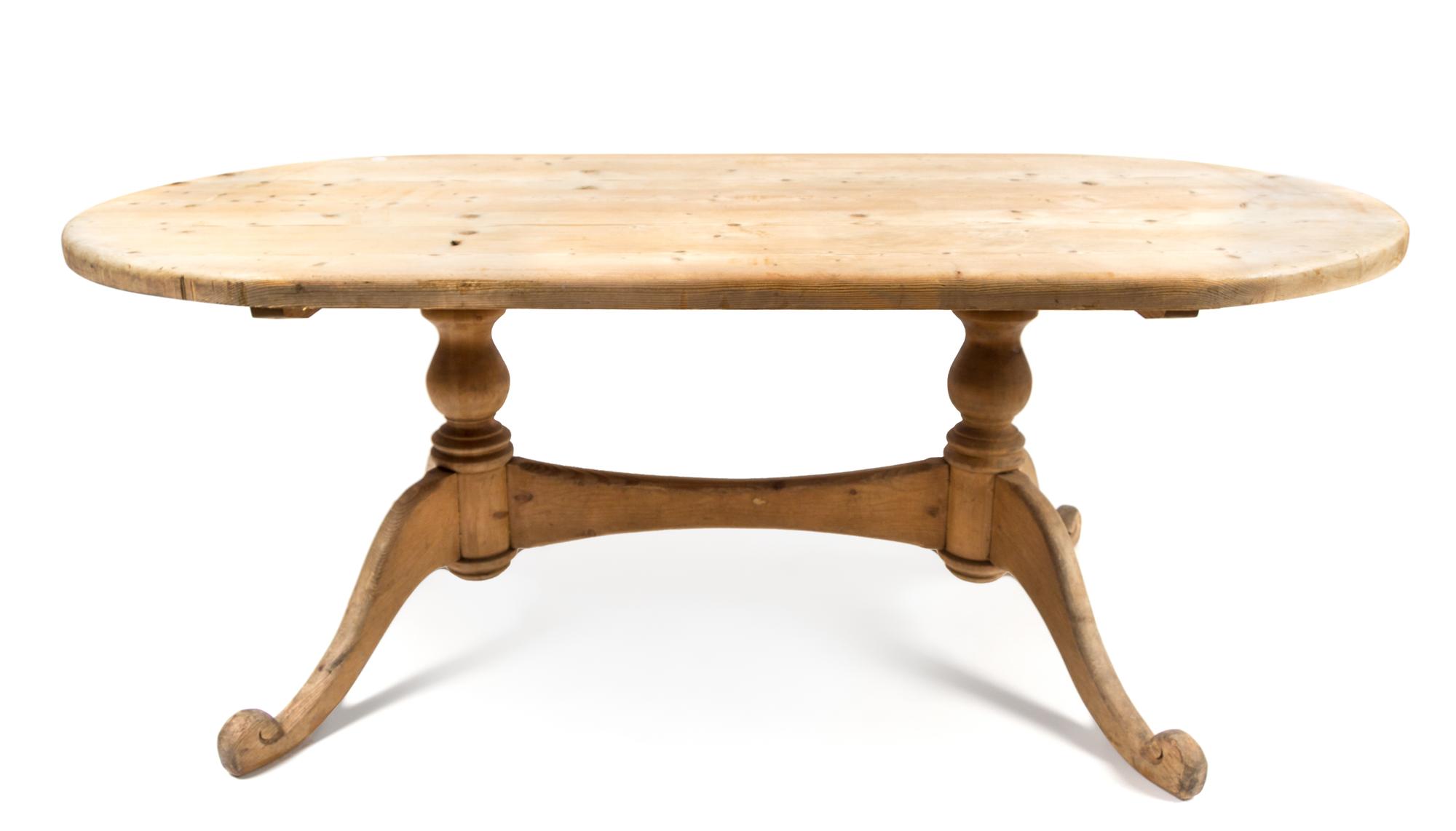 An American Pine Work Trestle Table Height 29 x width 64 x depth 39 inches. — 20TH CENTURY